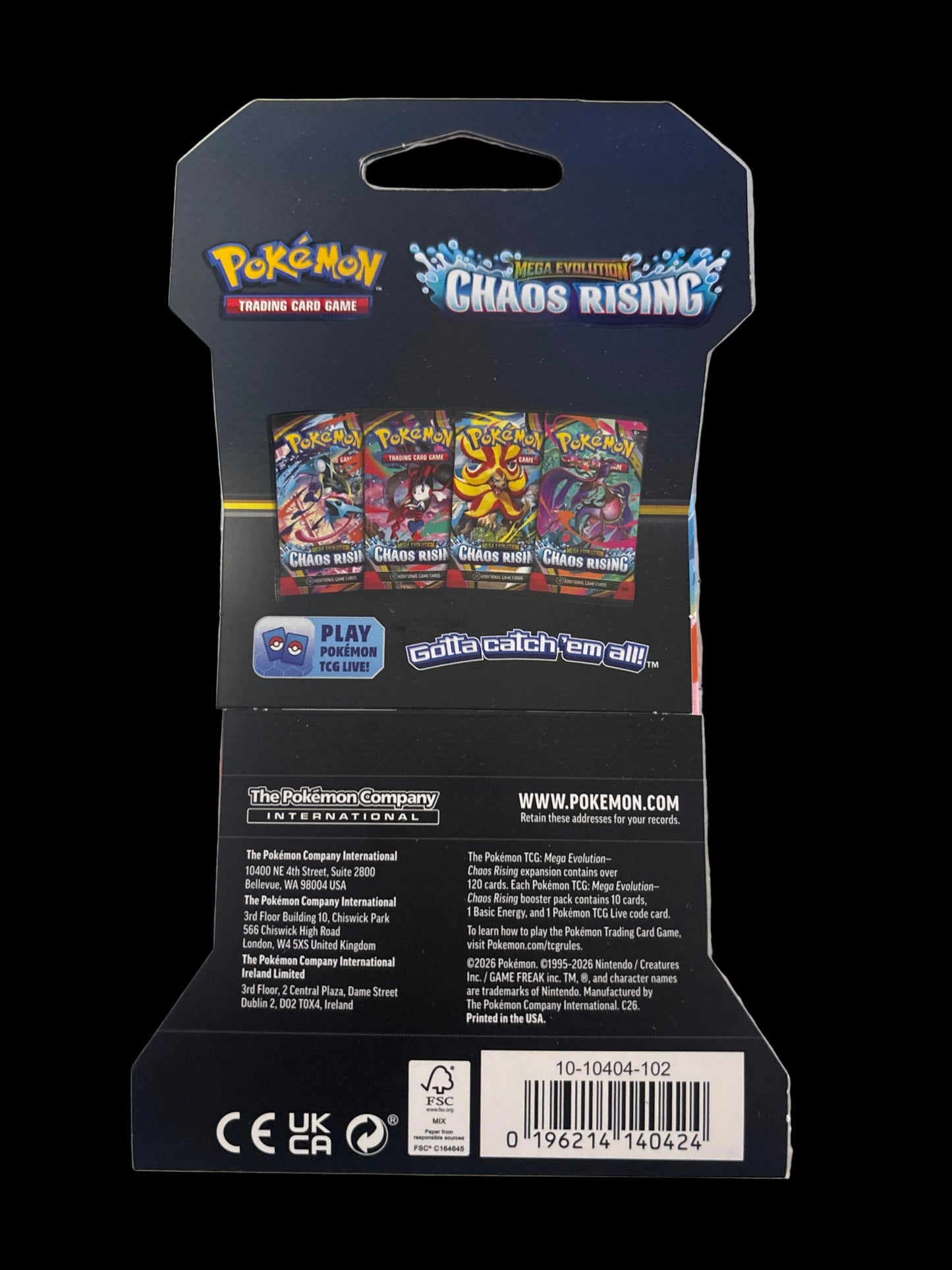 POKEMON MEGA EVOLUTION CHAOS RISING HANGER PACK