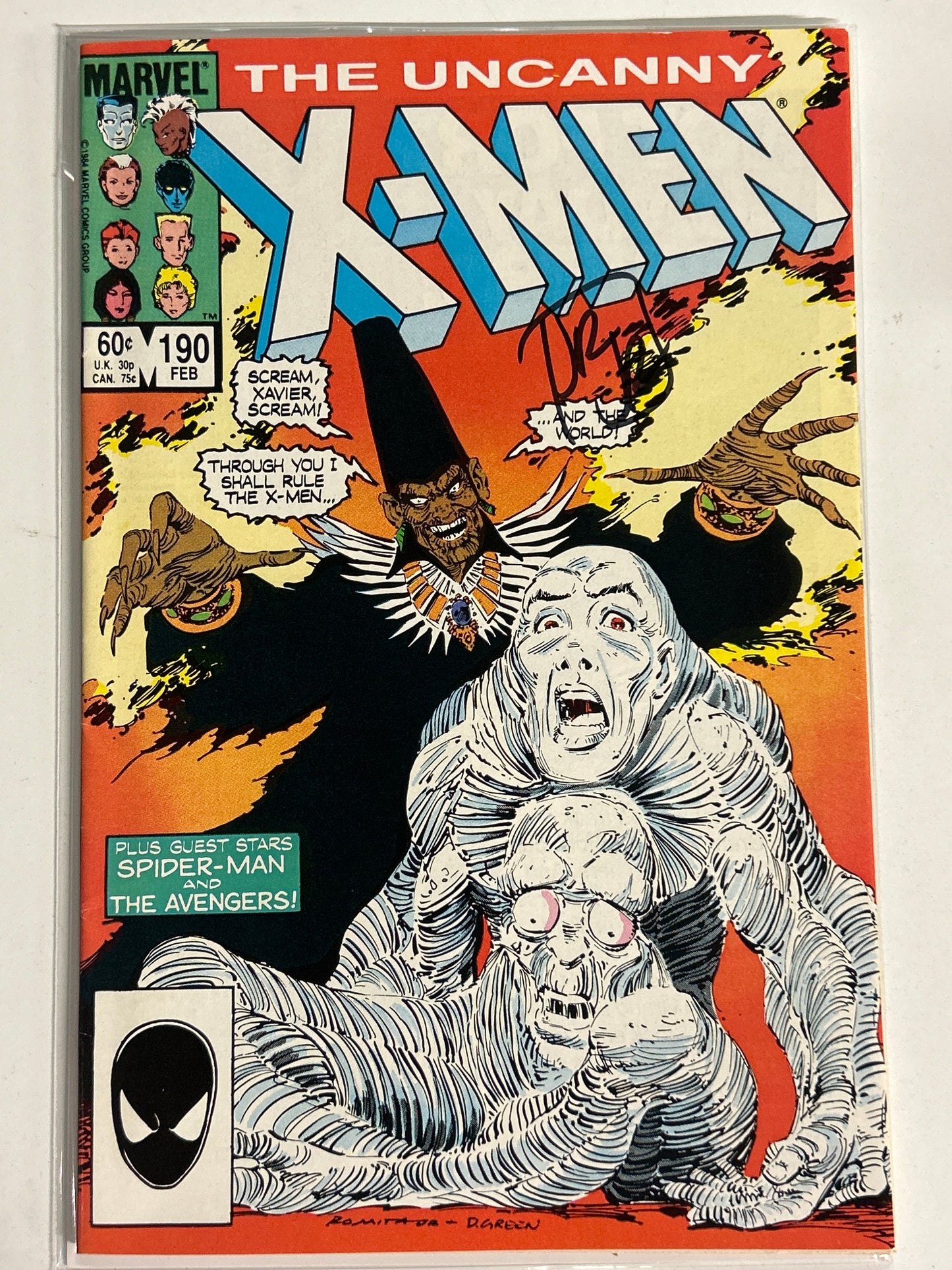 MARVEL COMICS UNCANNY X-MEN 190 SIGNED BY JOHN ROMITA JR NEAR MINT CONDITION