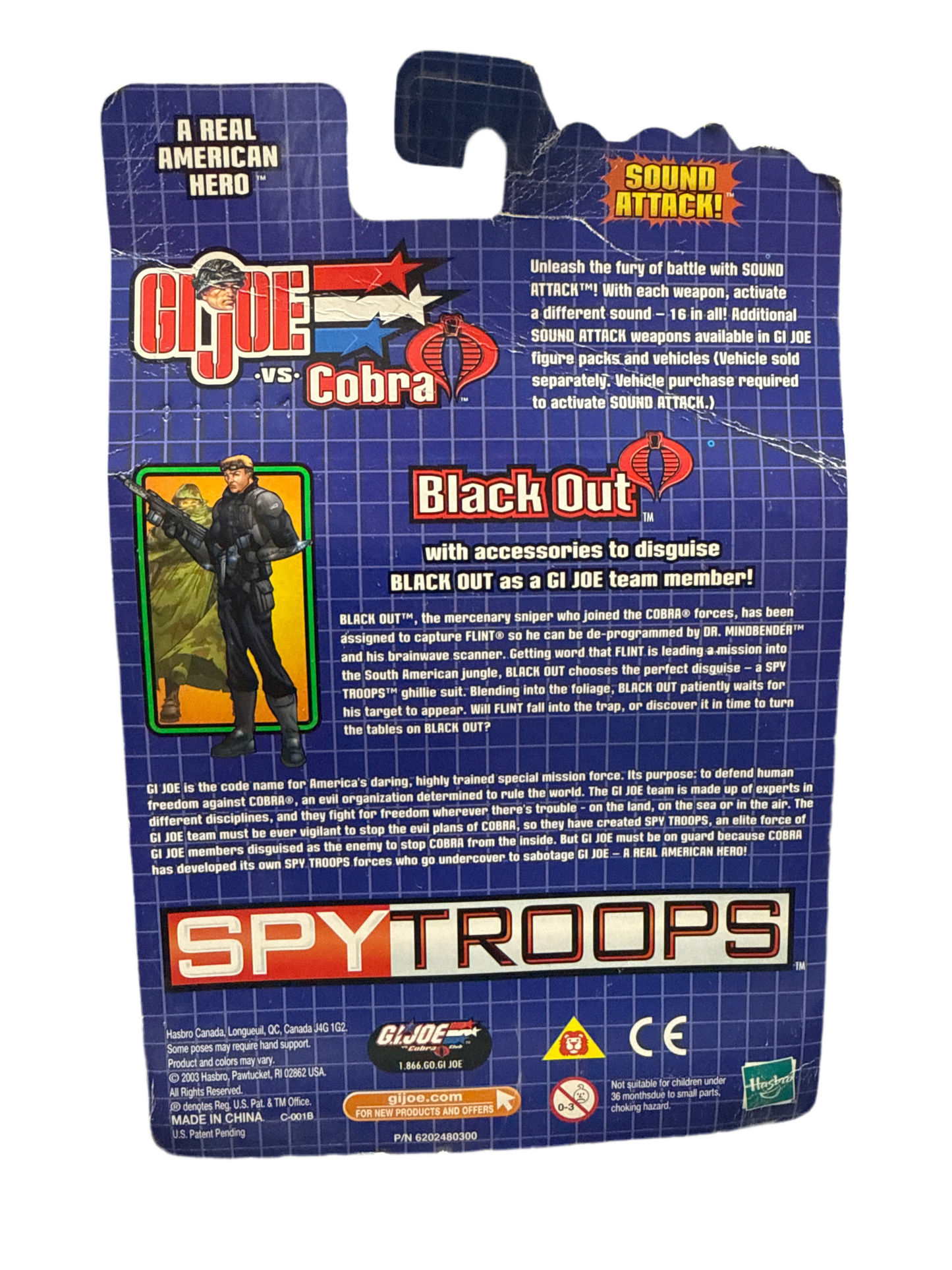 HASBRO GI JOE VS COBRA SPY TROOPS FLINT BLACK OUT