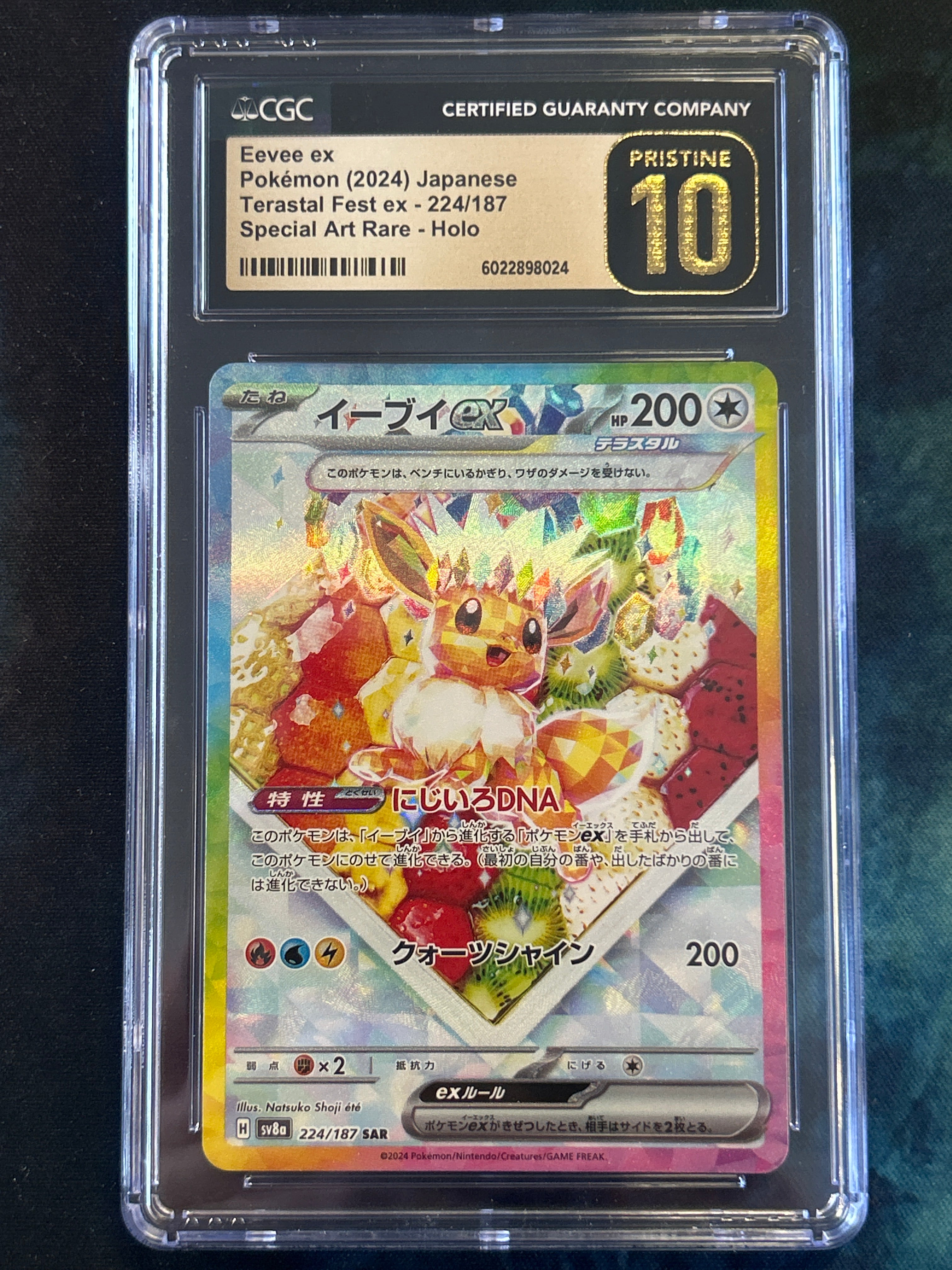 POKMON TCG TERASTAL FESTIVAL EEVEE EX 224/187 JAPANESE CGC PRISTINE 1 One Of Us Comics POKMON TCG TERASTAL FESTIVAL EEVEE EX 224/187 JAPANESE CGC PRISTINE 1 One Of Us Comics