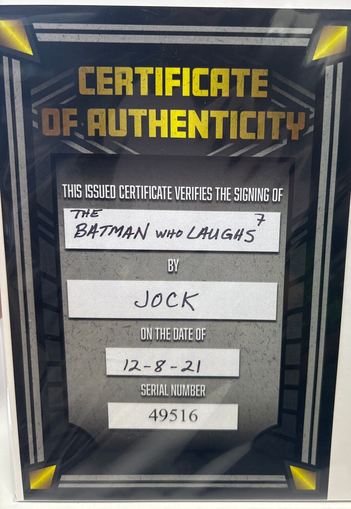 DC THE BATMAN WHO LAUGHS #7 SIGNED BY JOCK WITH CERTIFICATE OF AUTHENTICITY