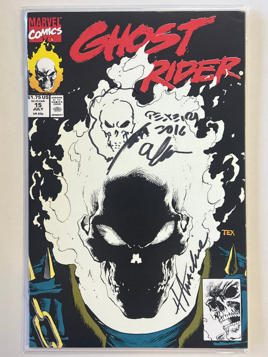 MARVEL COMICS GHOST RIDER #15 SIGNED/SKETCH BY MARK TEXEIRA NEAR MINT CONDITION