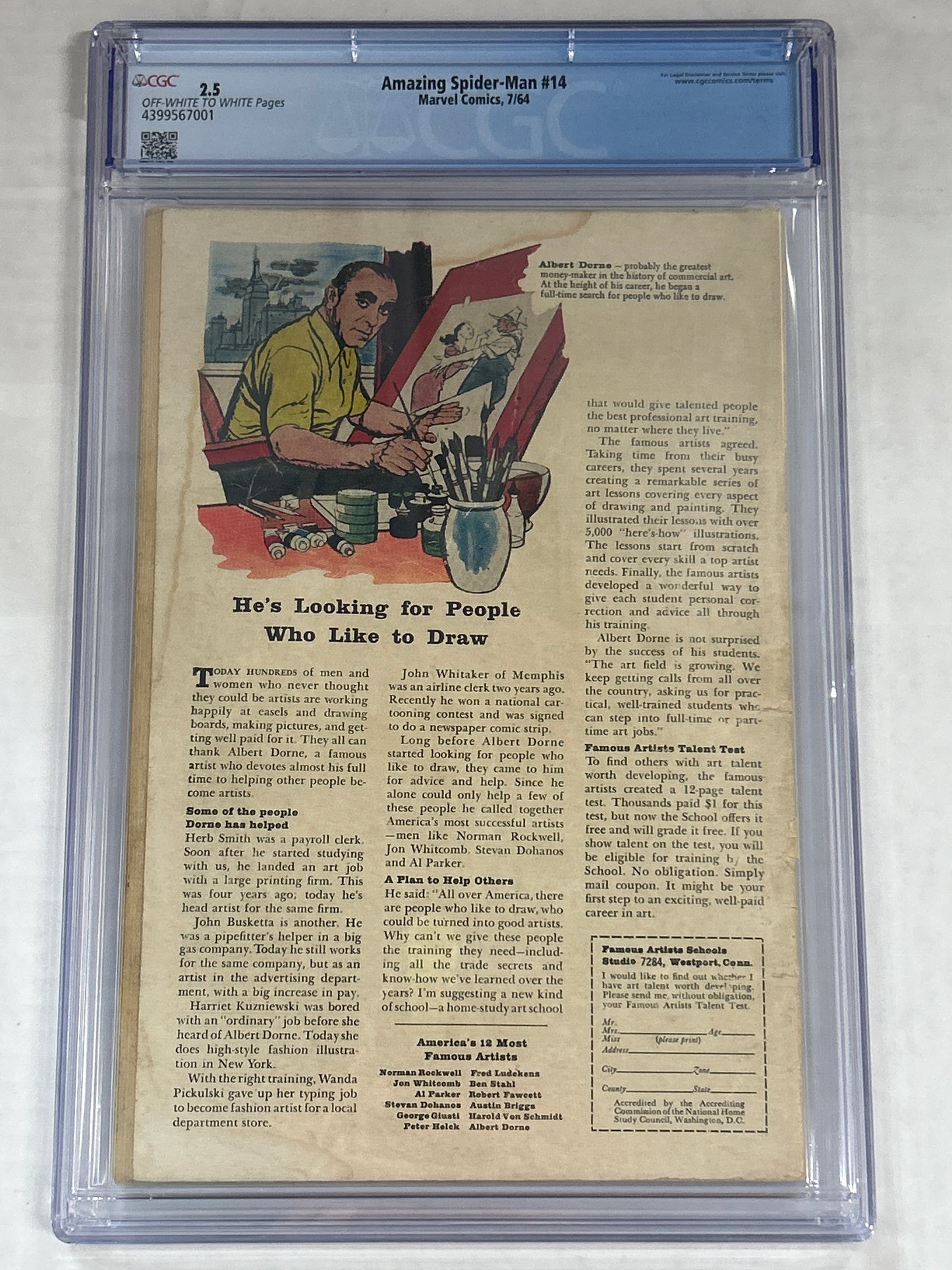 MARVEL COMICS AMAZING SPIDER-MAN #14 CGC 2.5 OW-WP