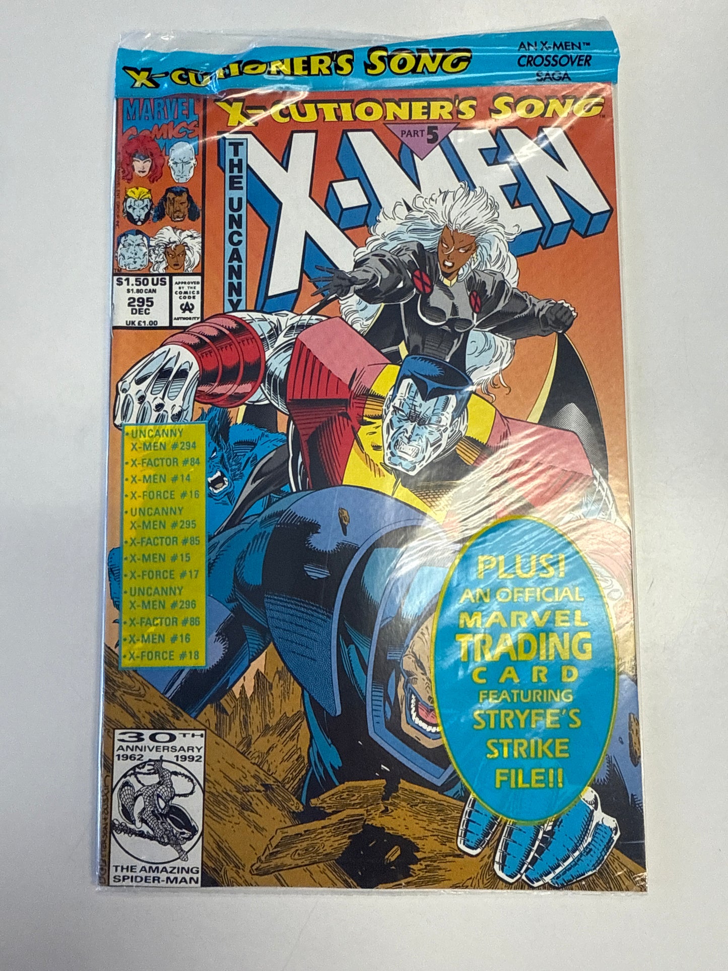 MARVEL COMICS UNCANNY X-MEN #295 X-CUTIONERS SONG PART 5 SEALED IN POLYBAG W CARD