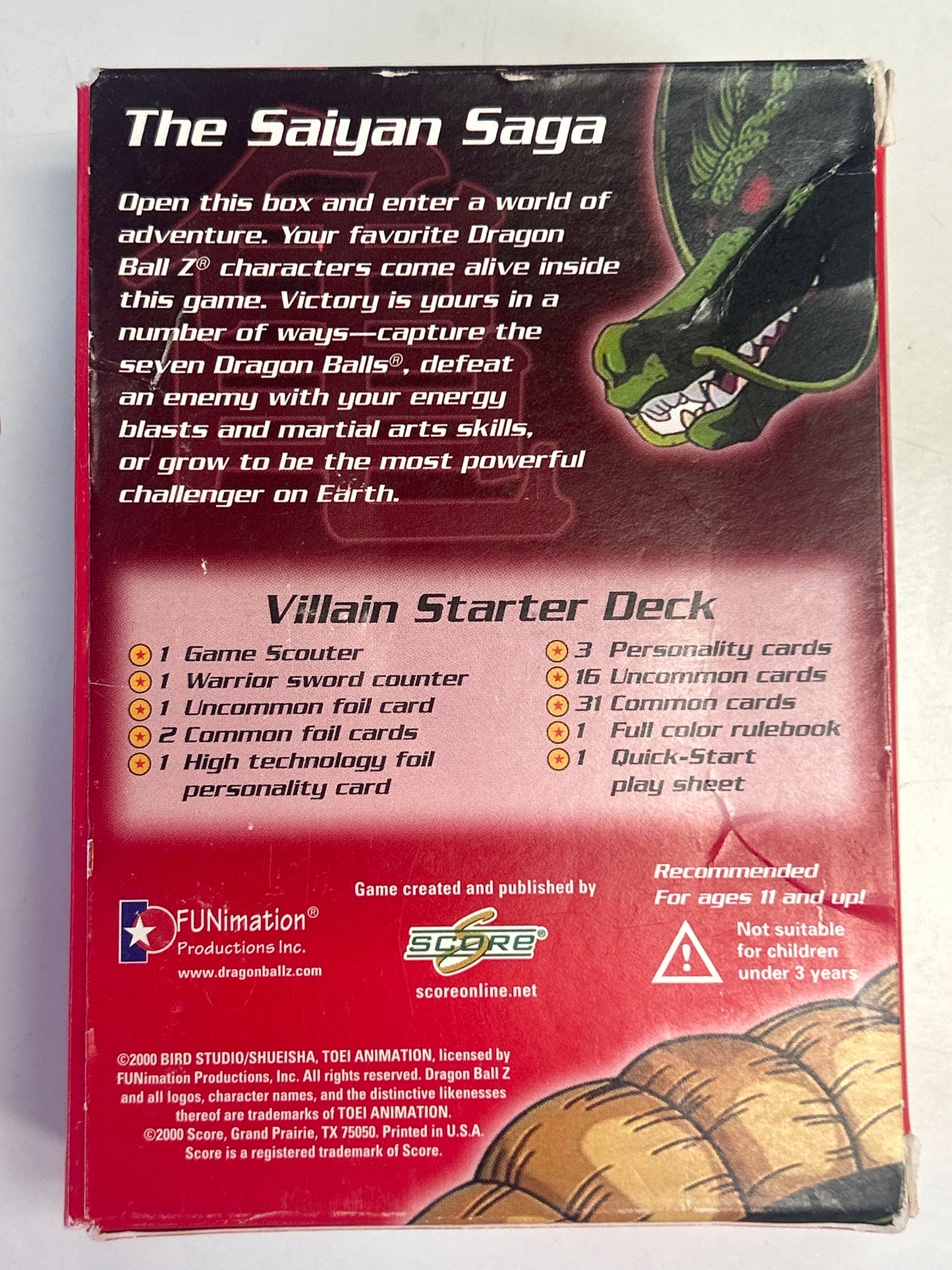 DRAGONBALL Z COLLECTIBLE CARD GAME SAIYAN SAGA SERIES VILLAIN STARTER DECK OPEN BOX ( MAY BE INCOMPLETE)