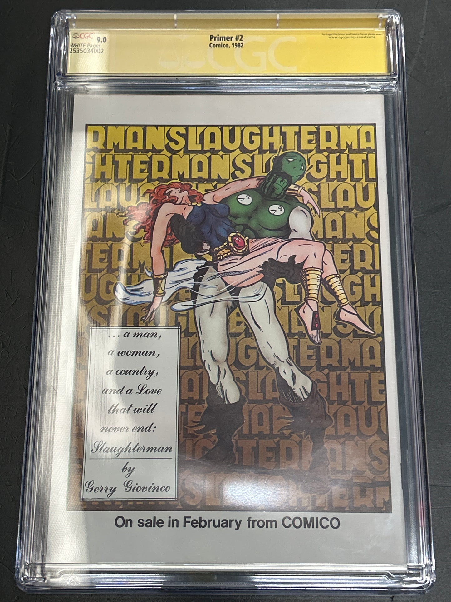 COMICO PRIMER #2 1982 SIGNED AND SKETCHED BY MATT WAGNER CGC 9.0