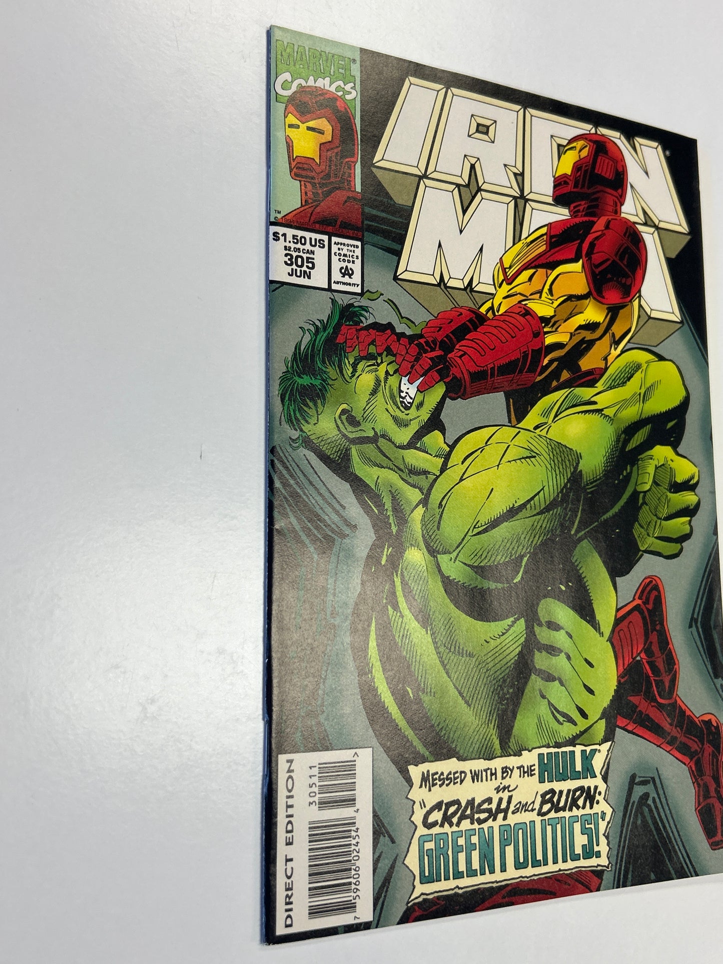 MARVEL COMICS IRON MAN #305 (1994, HULK VS HULKBUSTER ARMOR, HULKBUSTER FIRST APPEARANCE) NEAR MINT