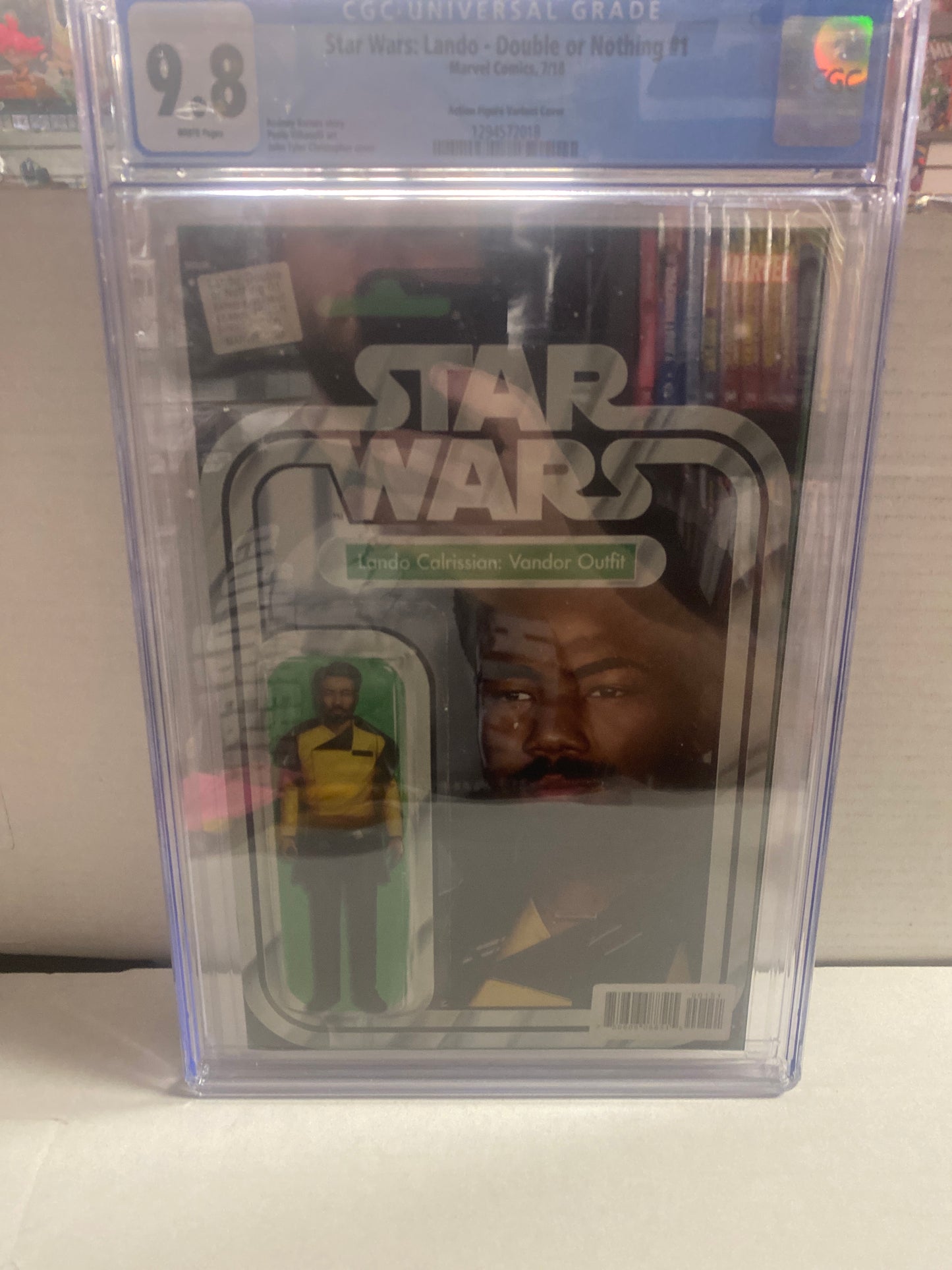 MARVEL COMICS STAR WAS LANDO DOUBLE OR NOTHING #1 (2018) ACTION FIGURE VARIANT COVER CGC 9.8 WP