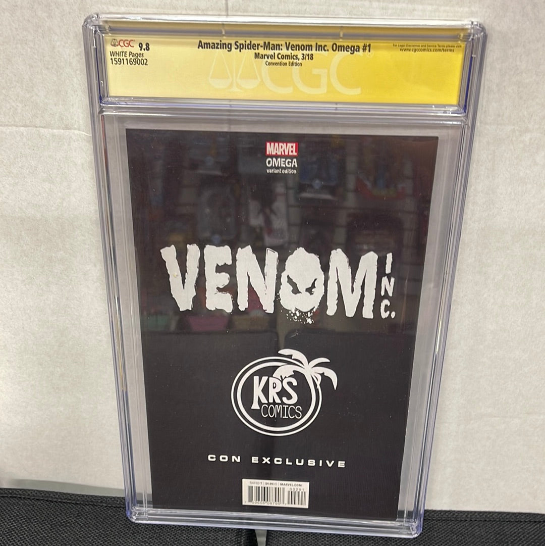 AMAZING SPIDER-MAN: VENOM INC. OMEGA #1 SS CGC 9.8 (2018, ECCC EXCLUSIVE VARIANT & SIGNED BY TYLER KIRKHAM!)