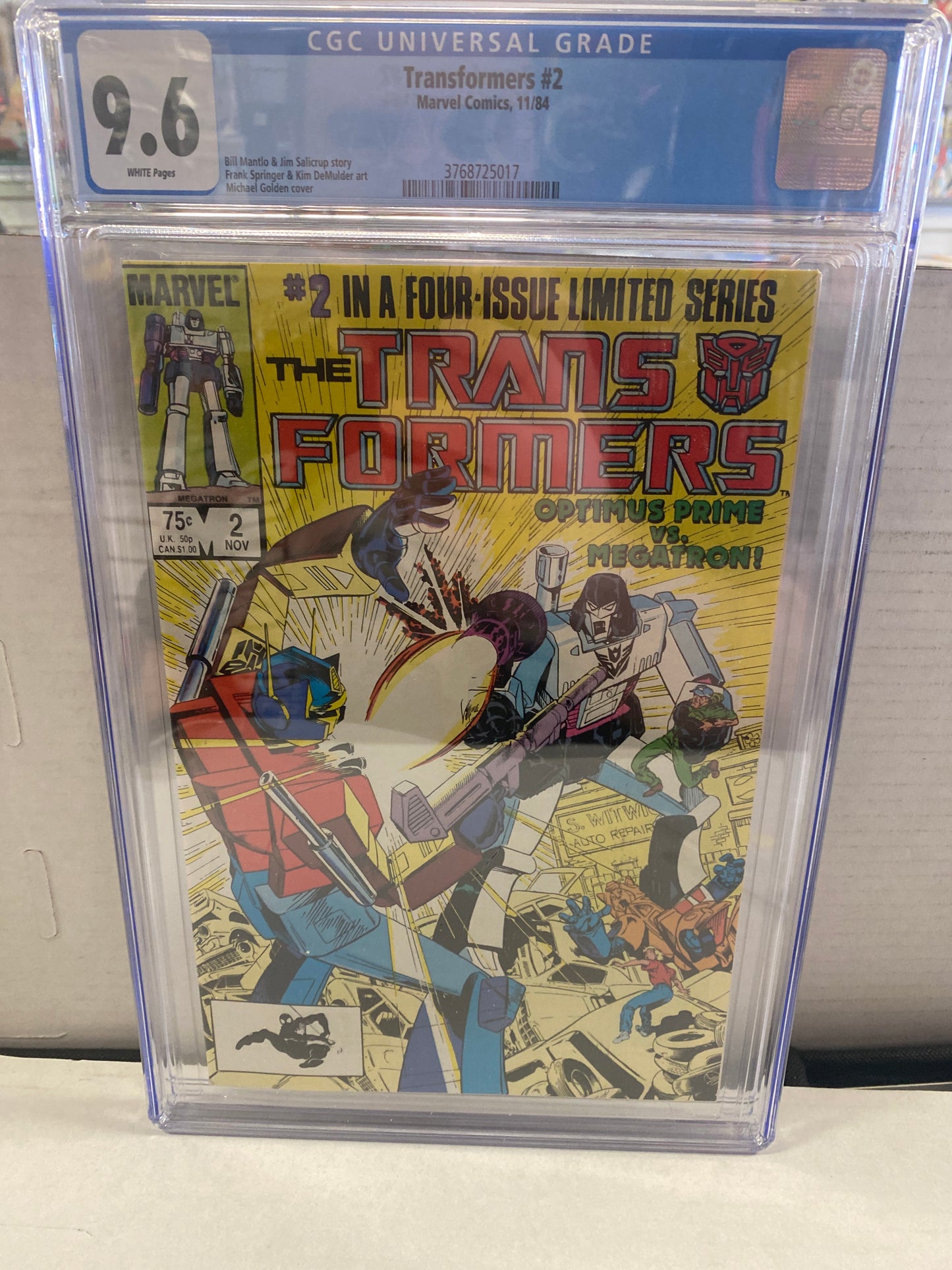 MARVEL COMICS TRANSFORMERS #2 (1984) MICHAEL GOLDEN COVER CGC 9.6 WP