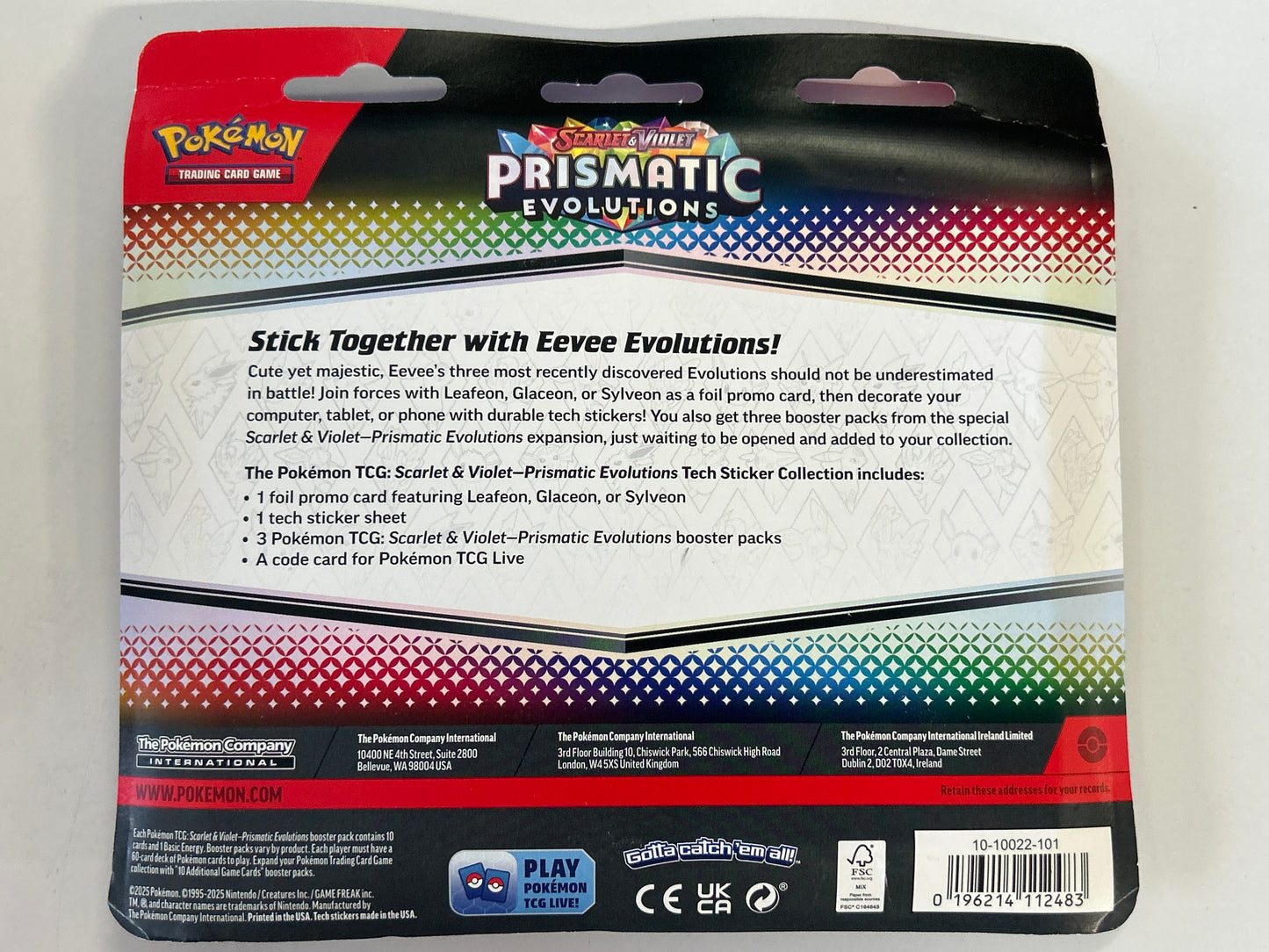 POKÉMON TCG SCARLET & VIOLET PRISMATIC EVOLUTIONS TECH STICKER COLLECTION 3 PACK BLISTER