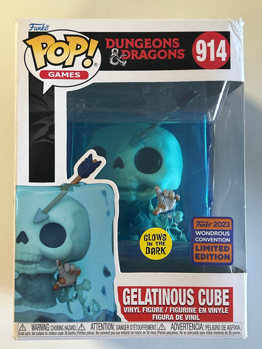 FUNKO POP POP GAMES DUNGEONS AND DRAGONS # 914 GELATINOUS CUBE GLOW IN THE DARK 2023 WONDROUS CONVENTION EXCLUSIVE GOOD CONDITION