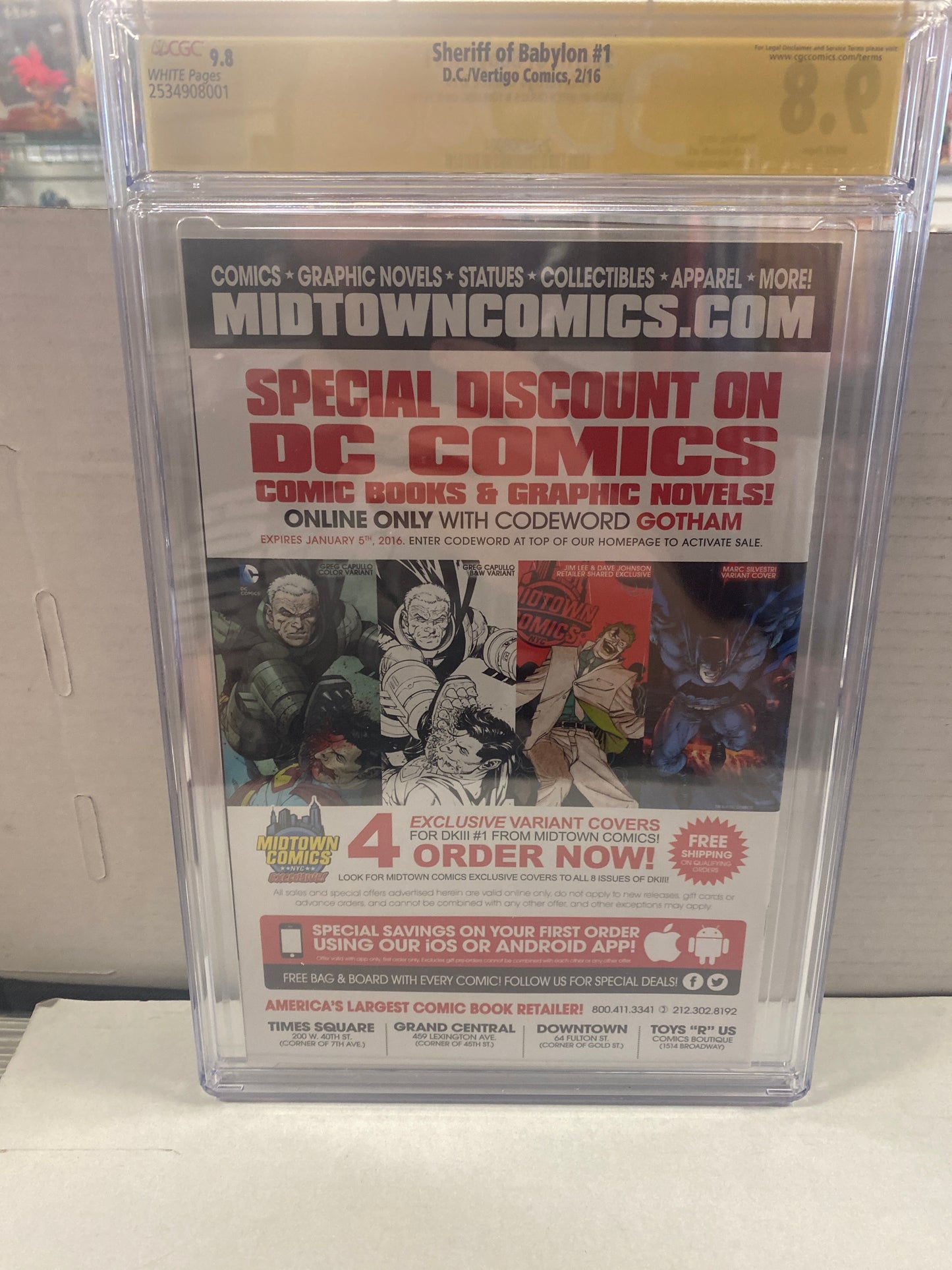 DC/VERTIGO COMICS SHERIFF OF BABYLON #1 (2016) SIGNED BY MITCH GERADS AND TOM KING CGC SS 9.8 WP