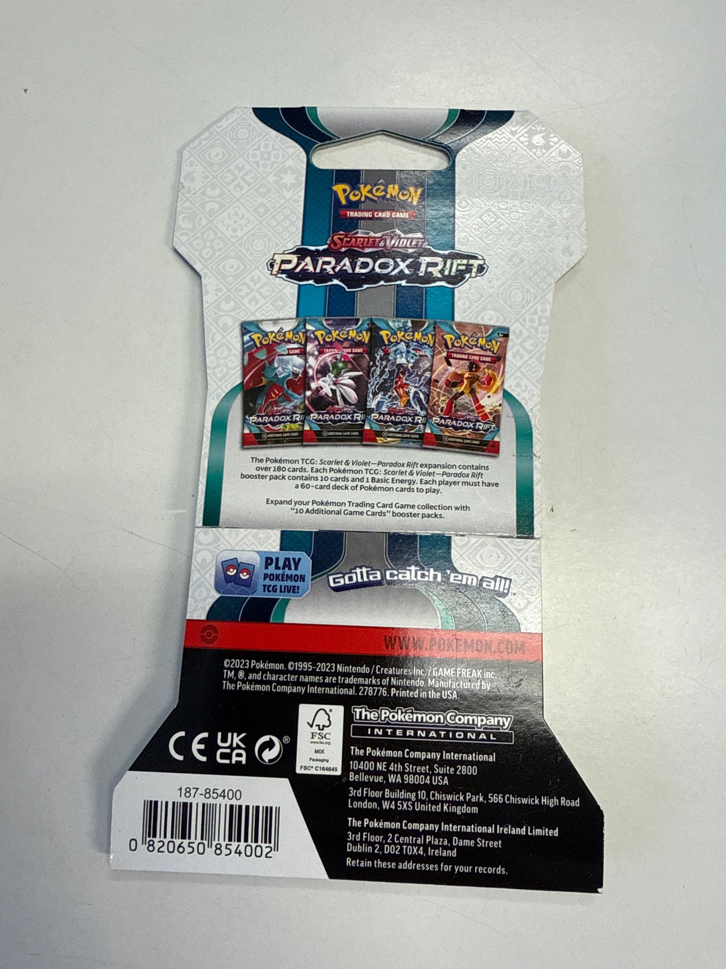 Pokemon trading card game Scarlet & Violet PARADOX RIFT Booster hanger Pack