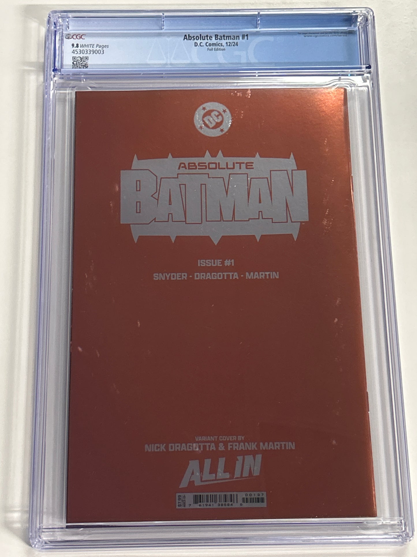 DC COMICS ABSOLUTE BATMAN #1 FOIL EDITION CGC 9.8 WP