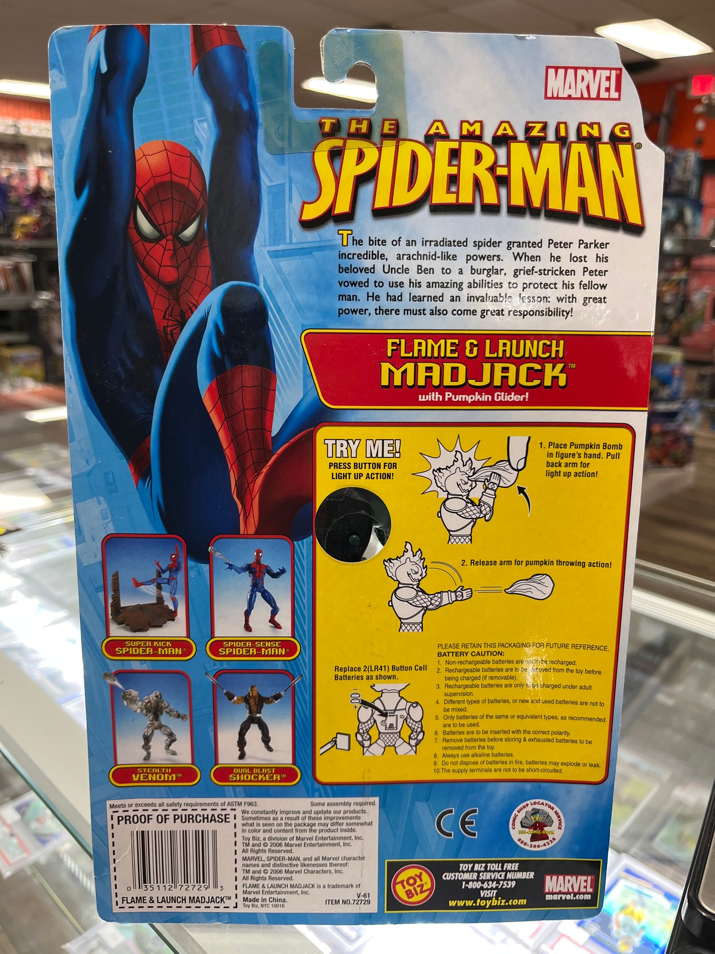 THE AMAZING SPIDER-MAN FLAME AND LAUNCH MADJACK ACTION FIGURE