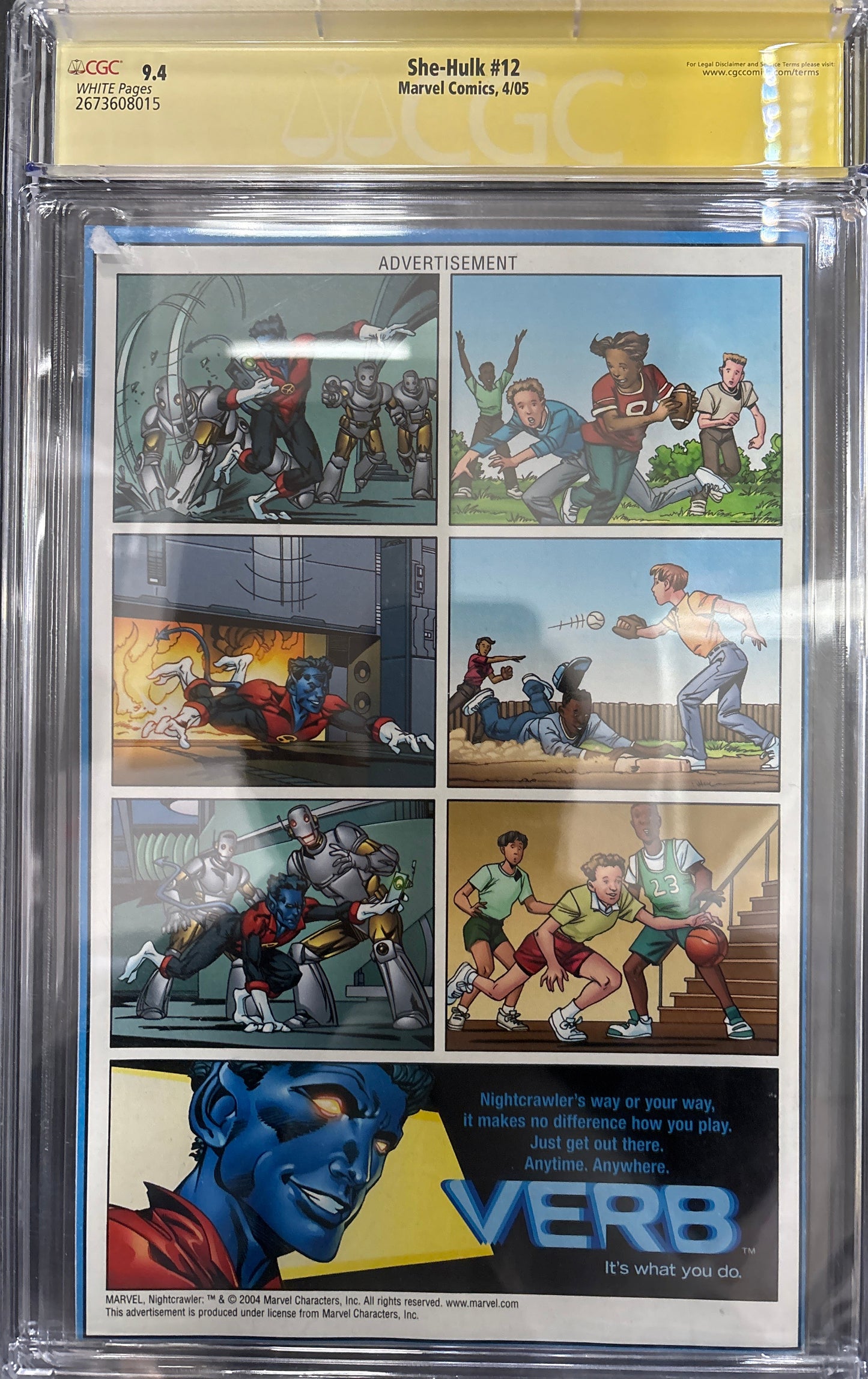 CGC SIGNATURE SERIES 9.4 MARVEL COMICS SHE-HULK #12 4/05 SIGNED BY PAUL PELLETIER