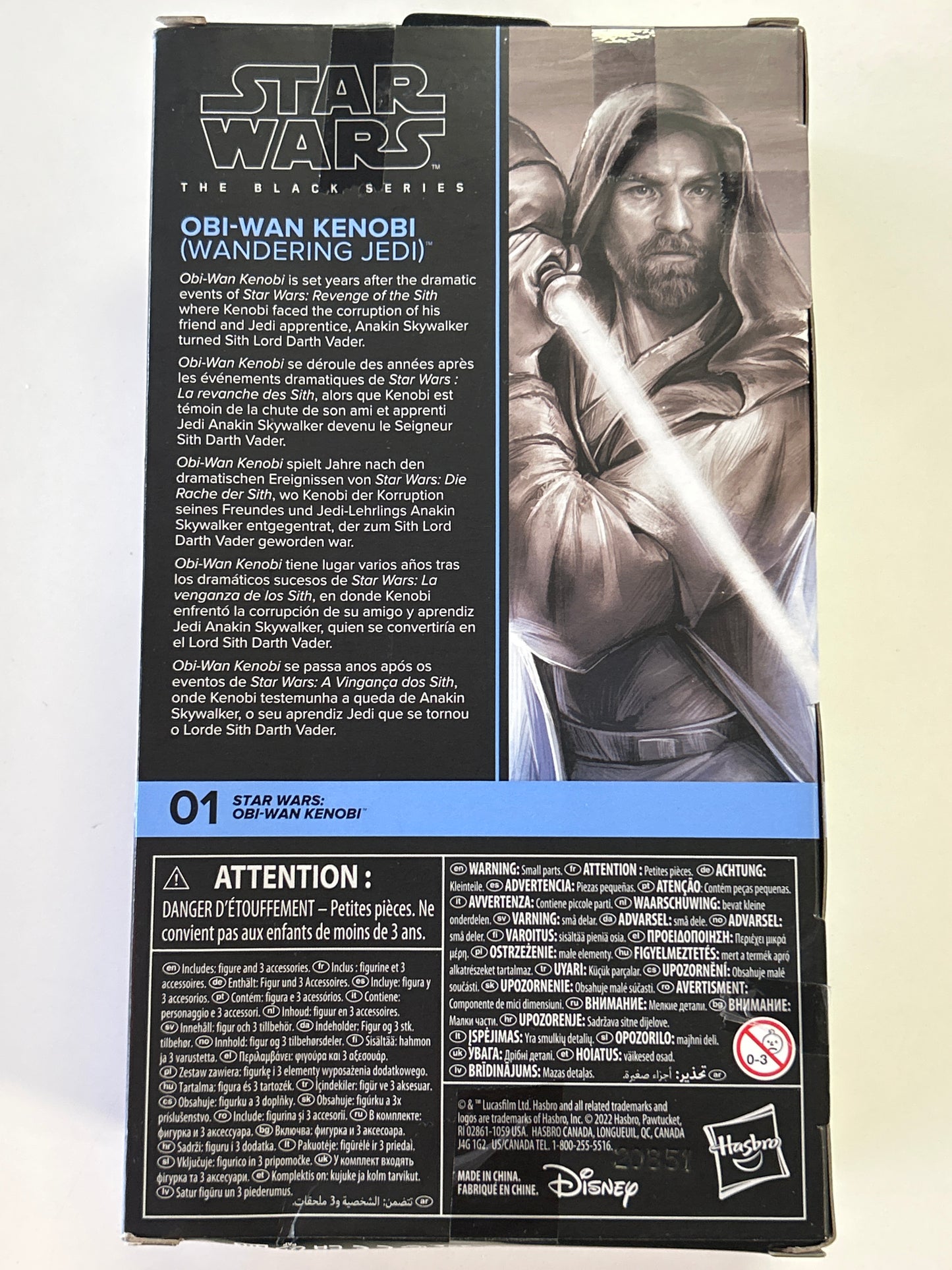 STAR WARS THE BLACK SERIES STAR WARS OBI-WAN KENOBI (WANDERING JEDI) NEW IN FAIR CONDITION BOX MISSING LIGHT SABER BLADE