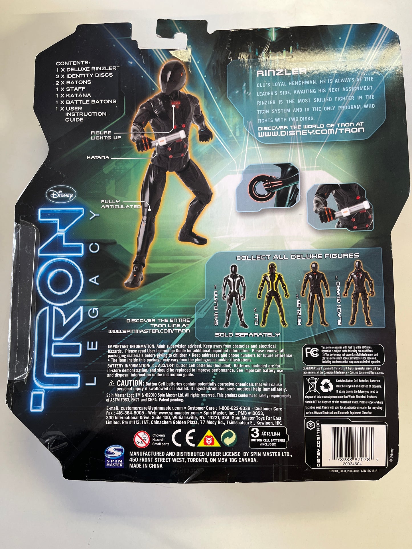 TRON LEGACY DISNEY IMPULSE PROJECTION DELUXE RINZLER