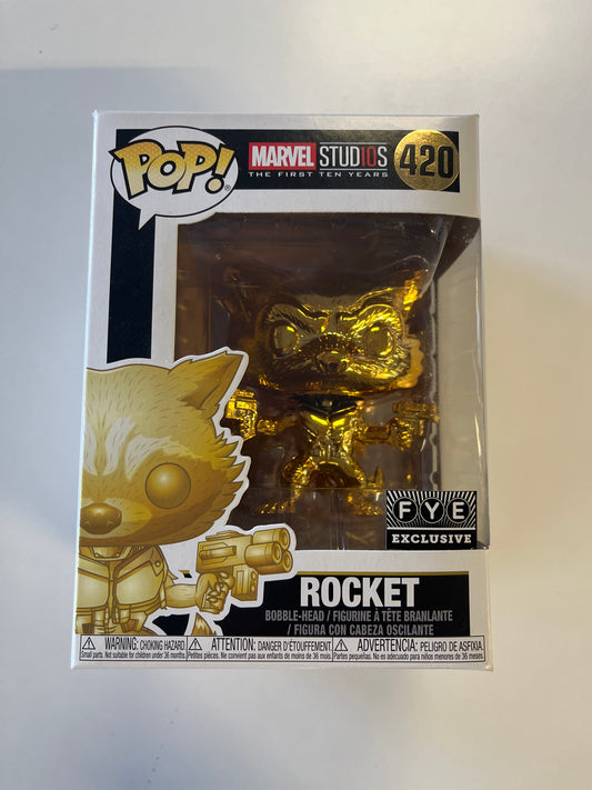 FUNKO POP MARVEL STUDIOS #420 ROCKET BOBBLEHEAD FIGURE GUARDIAN OF THE GALAXY