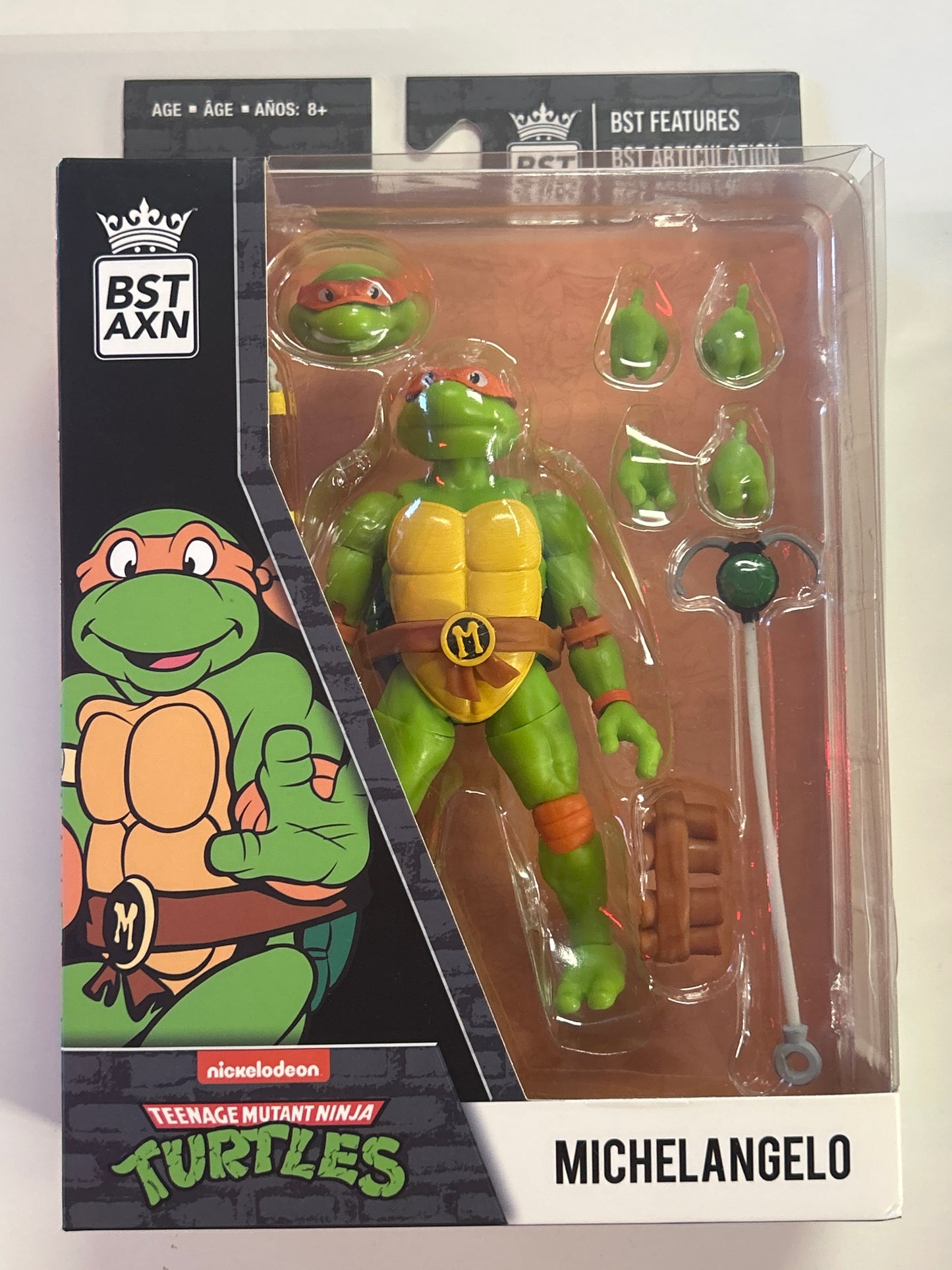 BST AXN TEENAGE MUTANT NINJA TURTLES MICHELANGELO NEW IN GOOD CONDITION BOX