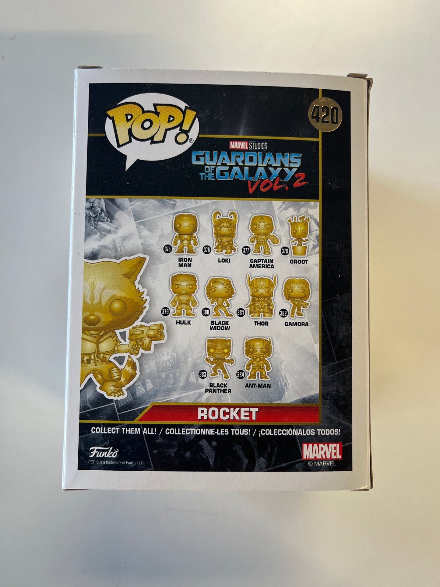 FUNKO POP MARVEL STUDIOS #420 ROCKET BOBBLEHEAD FIGURE GUARDIAN OF THE GALAXY