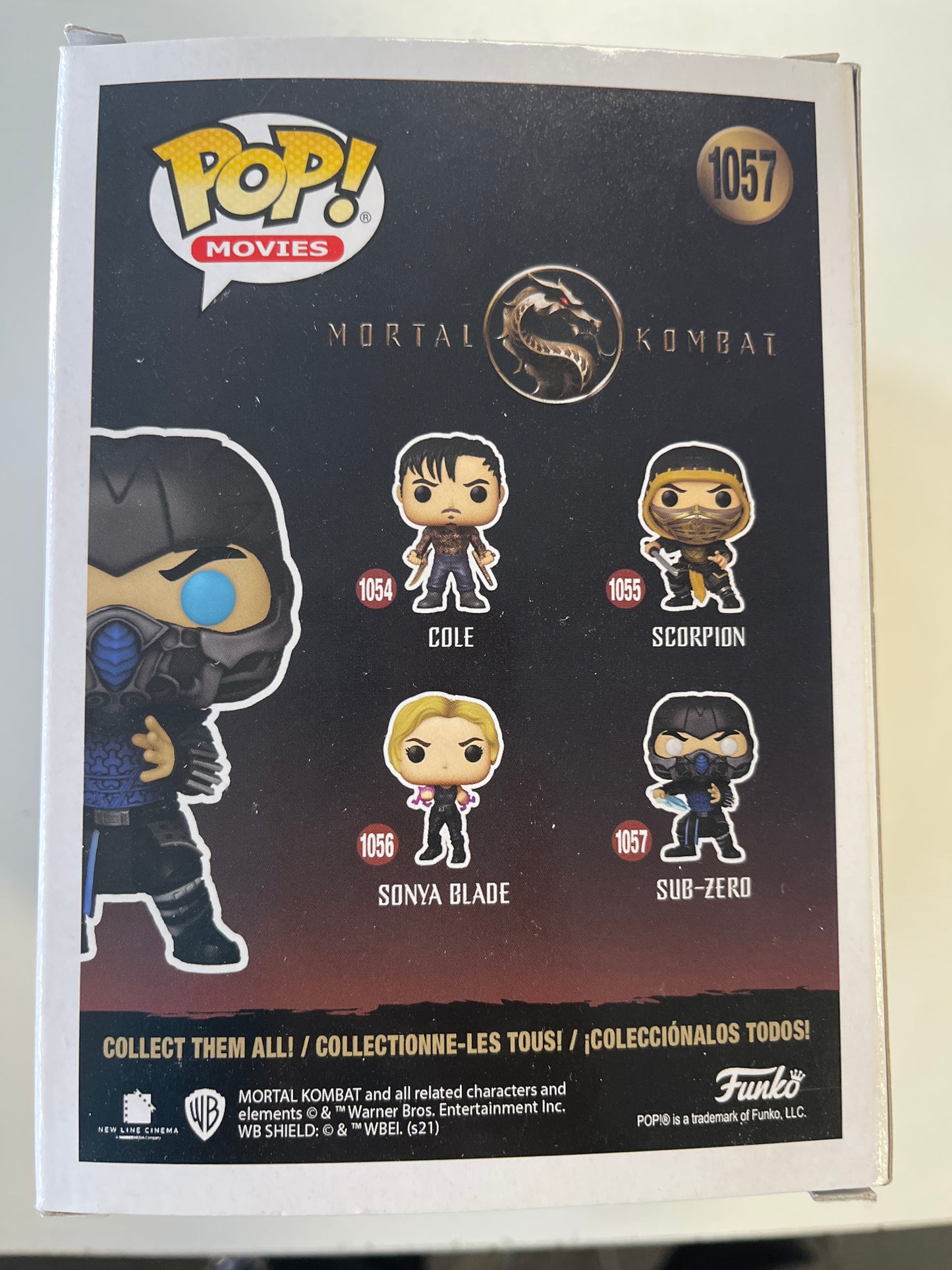 FUNKO POP MOVIES MORTAL KOMBAT #1057 SUB-ZERO VINYL FIGURE