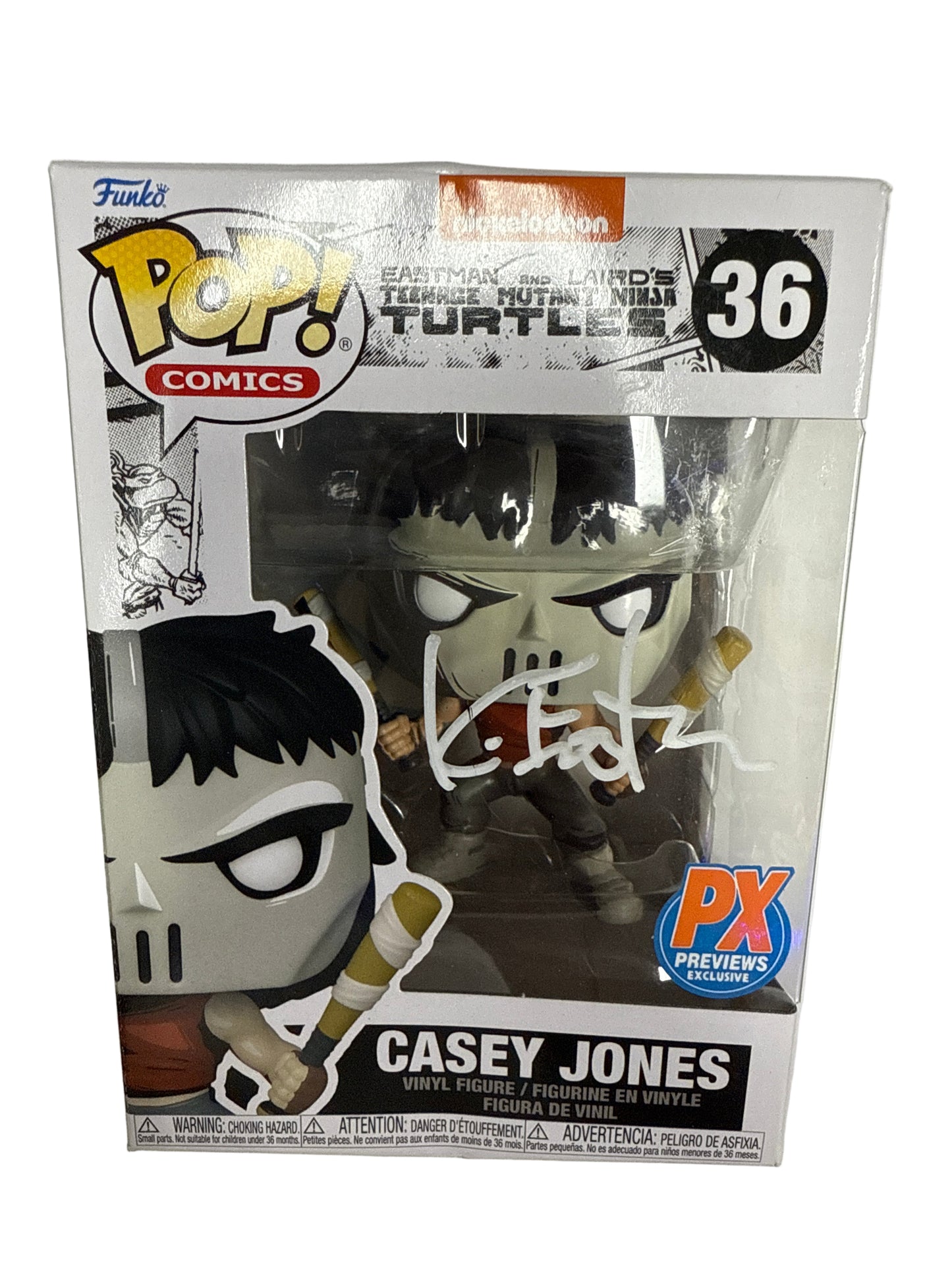 FUNKO POP NICKELODEON TEENAGE MUTANT NINJA TURTLES CASEY JONES #36 SIGNED BY K EASTMAN PX PREVIEWS