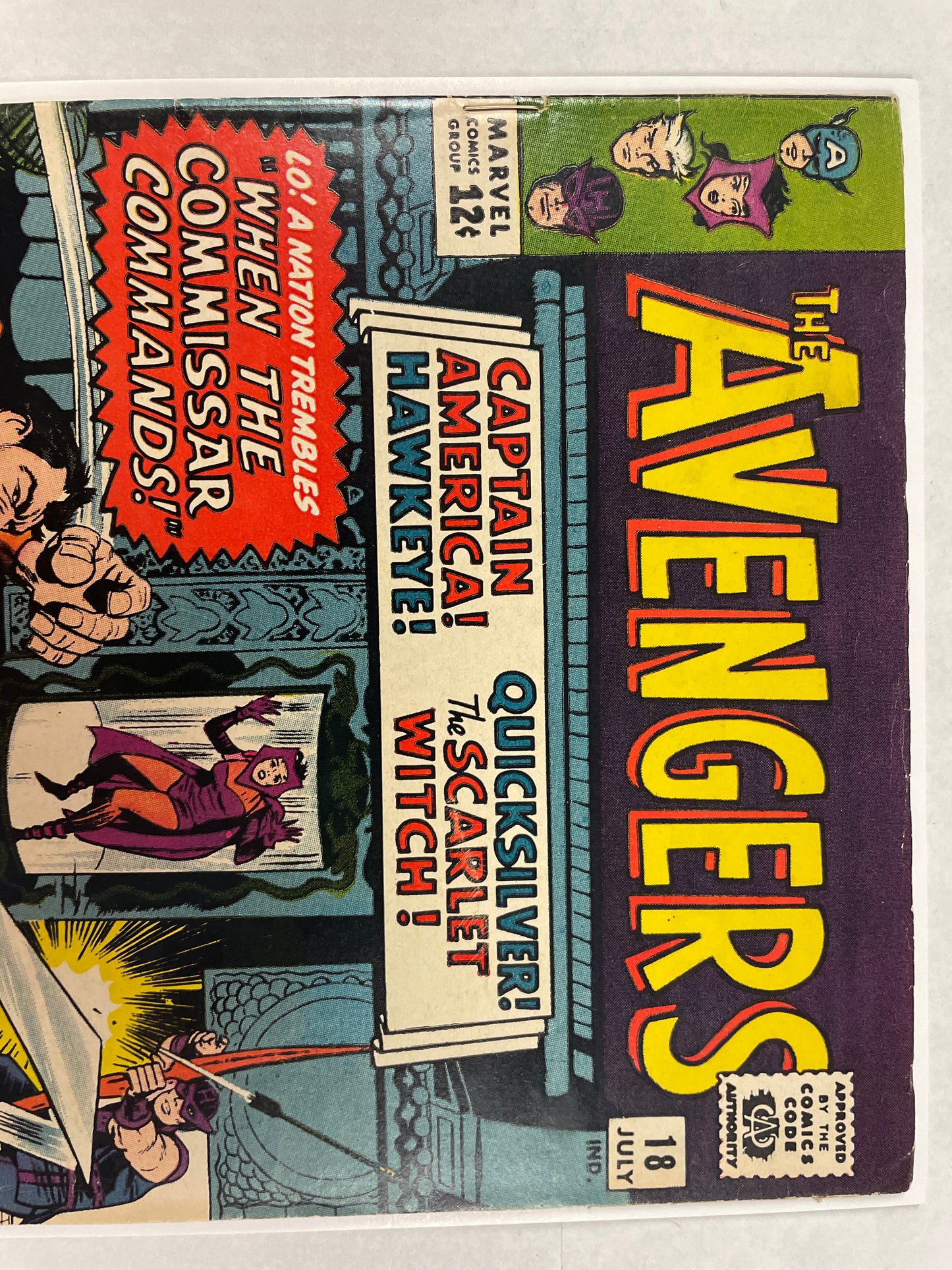 THE AVENGERS #18 (1965 MARVEL SILVER AGE, 1st COMMISAR APPEARANCE) FINE+ BEAUTY!