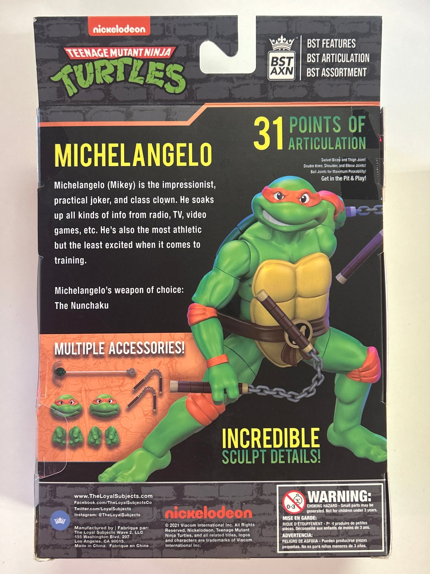 BST AXN TEENAGE MUTANT NINJA TURTLES MICHELANGELO NEW IN GOOD CONDITION BOX