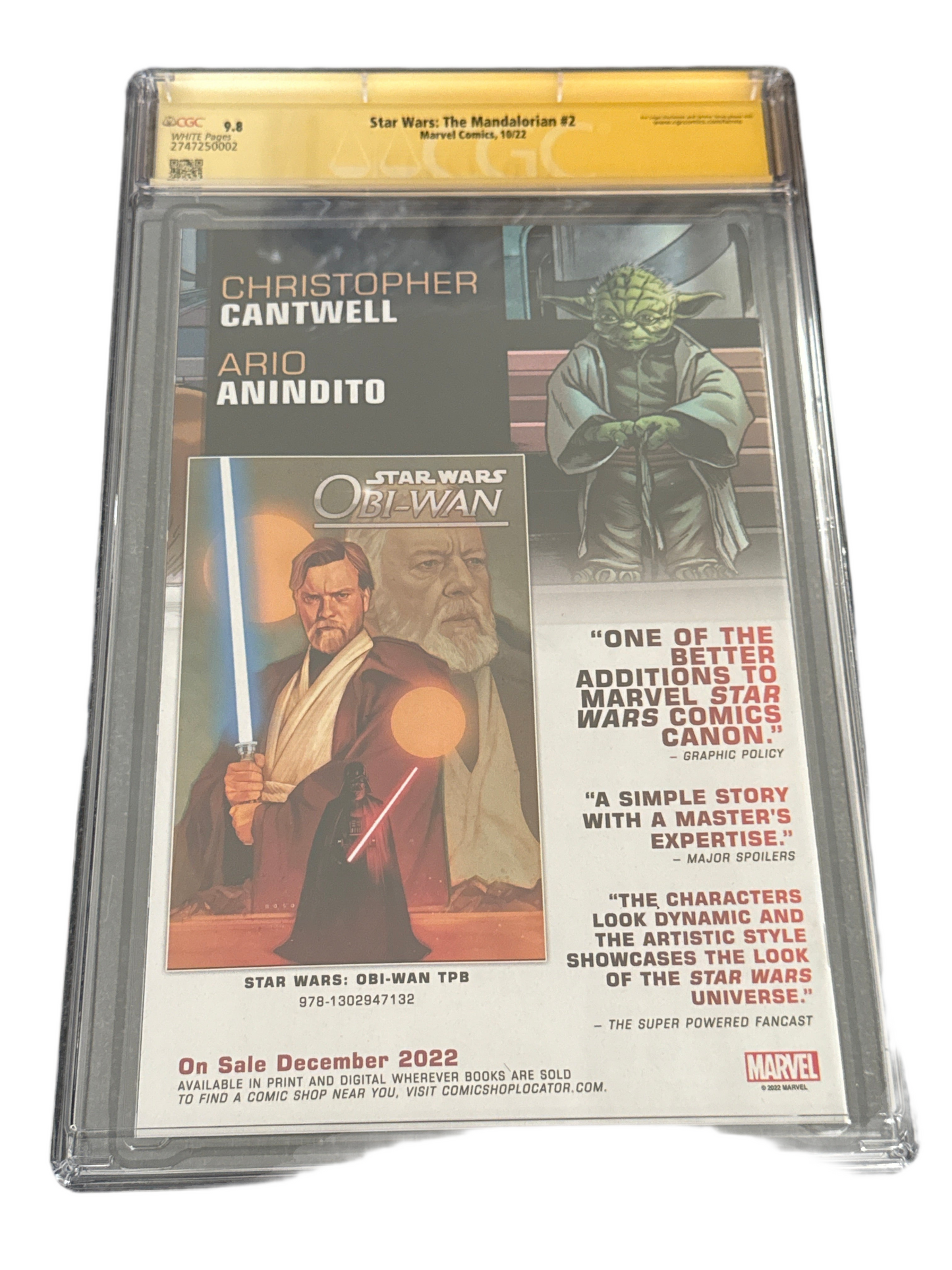 MARVEL COMICS STAR WARS THE MANDALORIAN #2 FIRST APPEARANCE GROGU SIGNED BY GEORGES JEANTY CGC 9.8