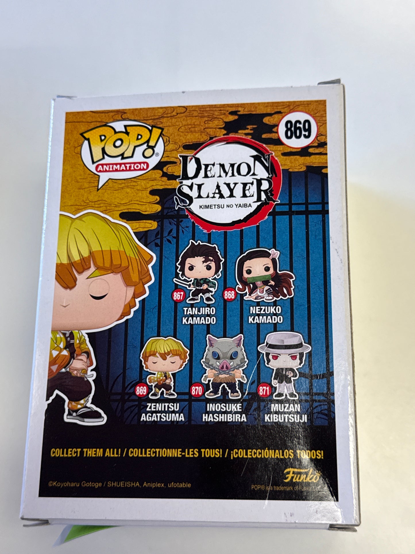 FUNKO POP ANIMATION DEMON SLAYER ZENITSU AGATSUMA 869 GOOD CONDITION IN BOX