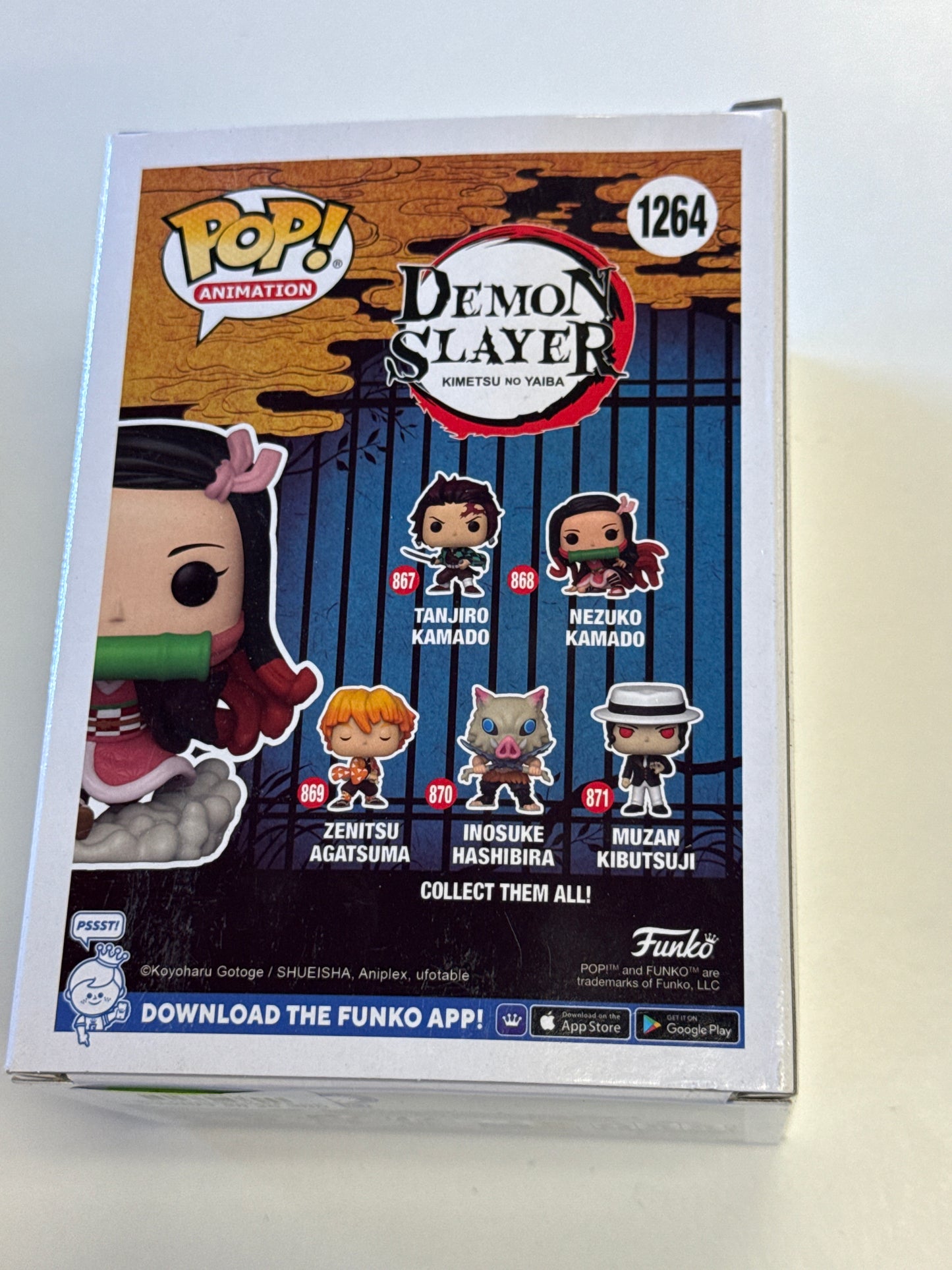 FUNKO POP ANIMATION DEMON SLAYER NEZUKO KAMADO 1264 GOOD CONDITION IN BOX