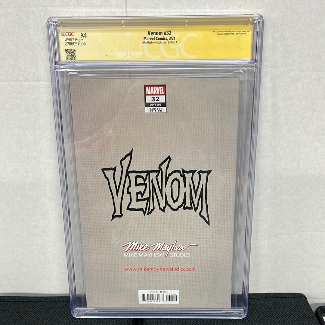VENOM #32 SS CGC 9.8 (2022, HTF MIKE MAYHEW VARIANT A & SIGNED BY MAYHEW!)
