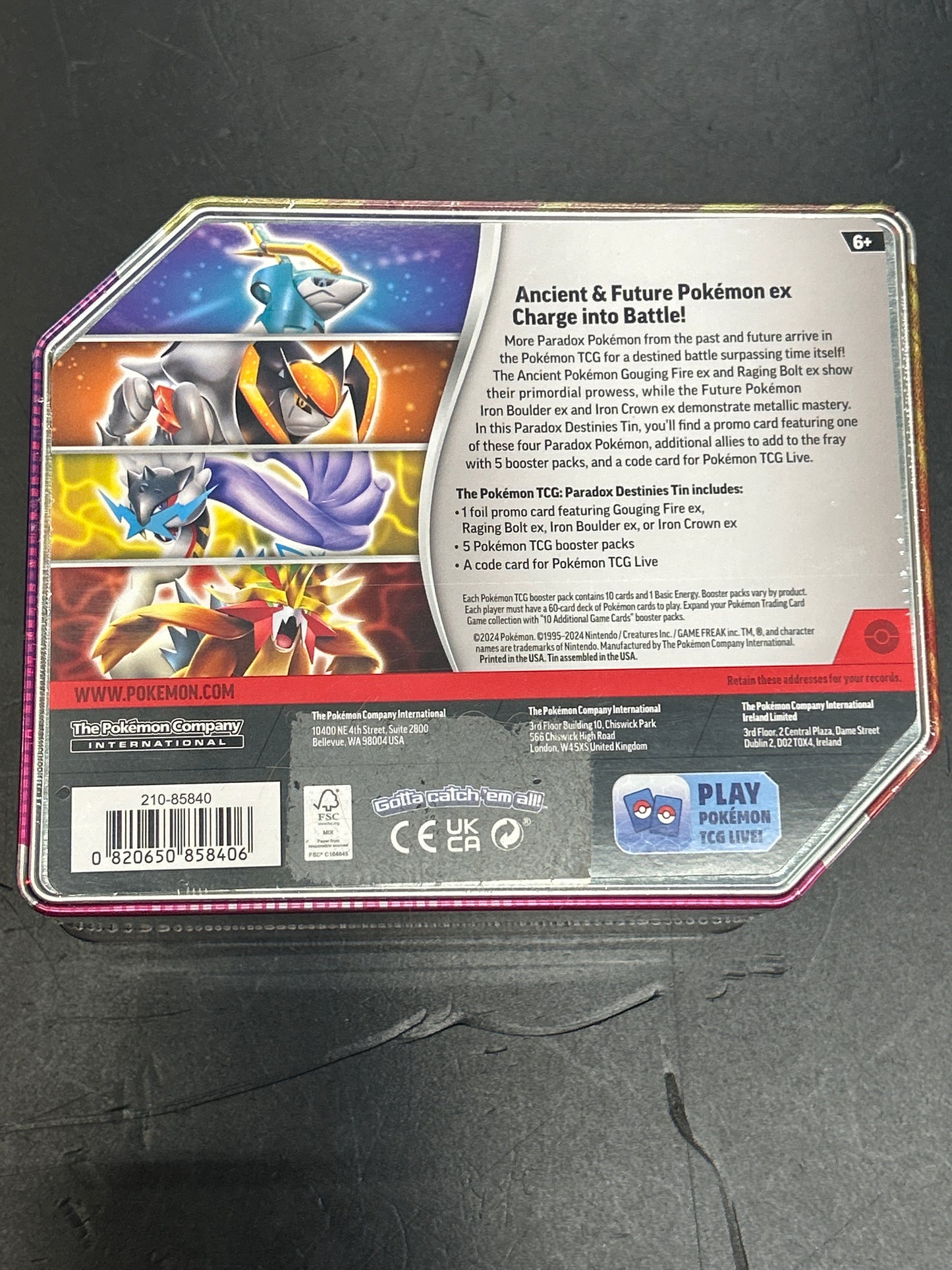 POKÉMON TCG RAGING BOLT EX TIN SEALED