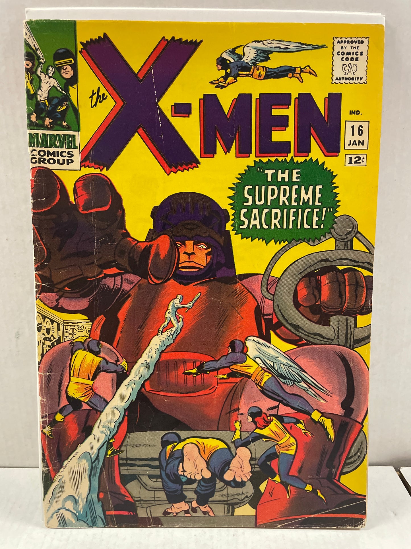 THE X-MEN #16 (1966, SILVER AGE MARVEL KEY COMIC!) 2nd MASTER MOLD, 3rd SENTINELS & DEATH OF TRASK!! VG++/FINE SOLID COPY