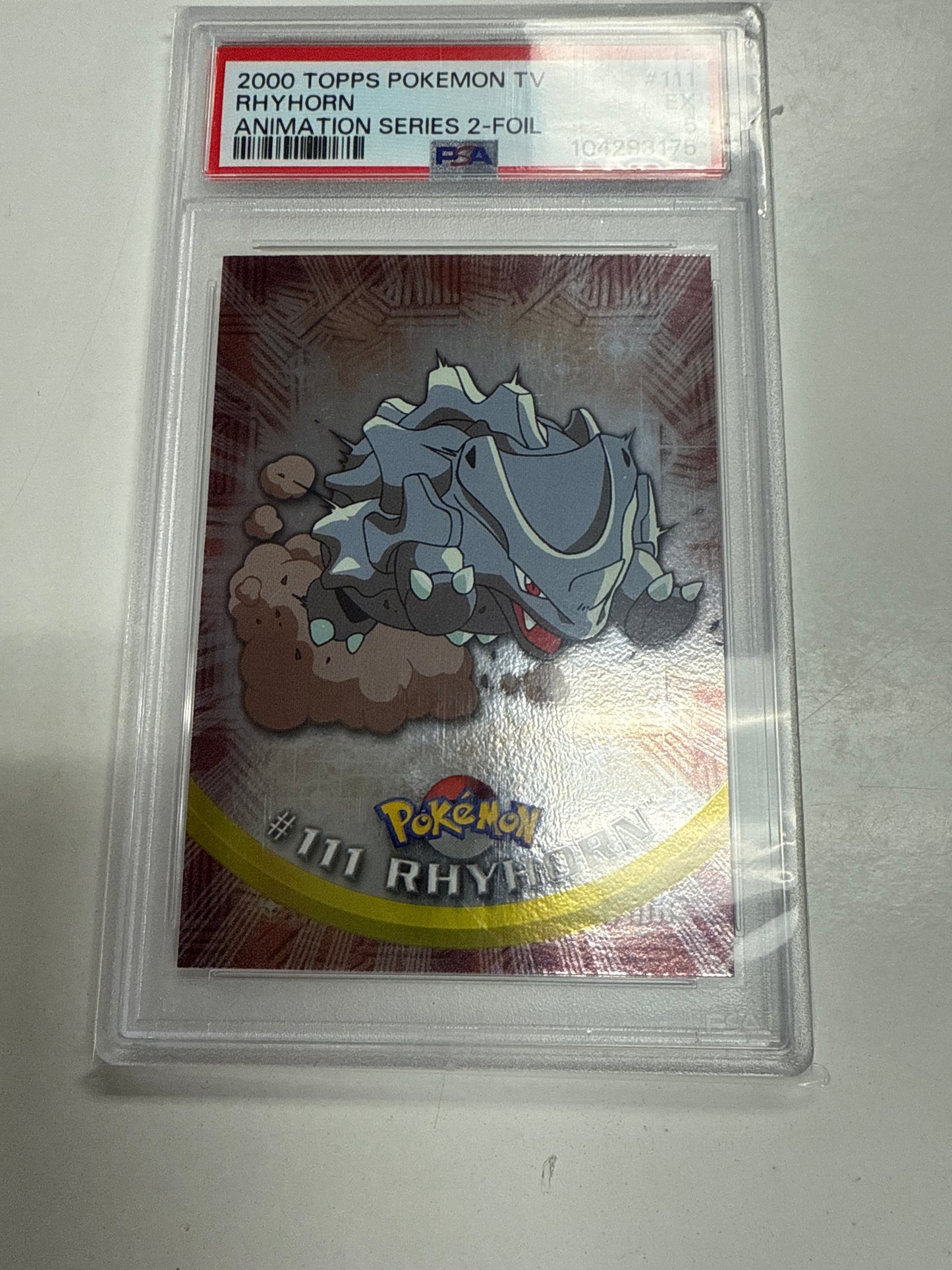 2000 TOPPS POKEMON TV RHYHORN ANIMATION SERIES 2 FOIL PSA 5
