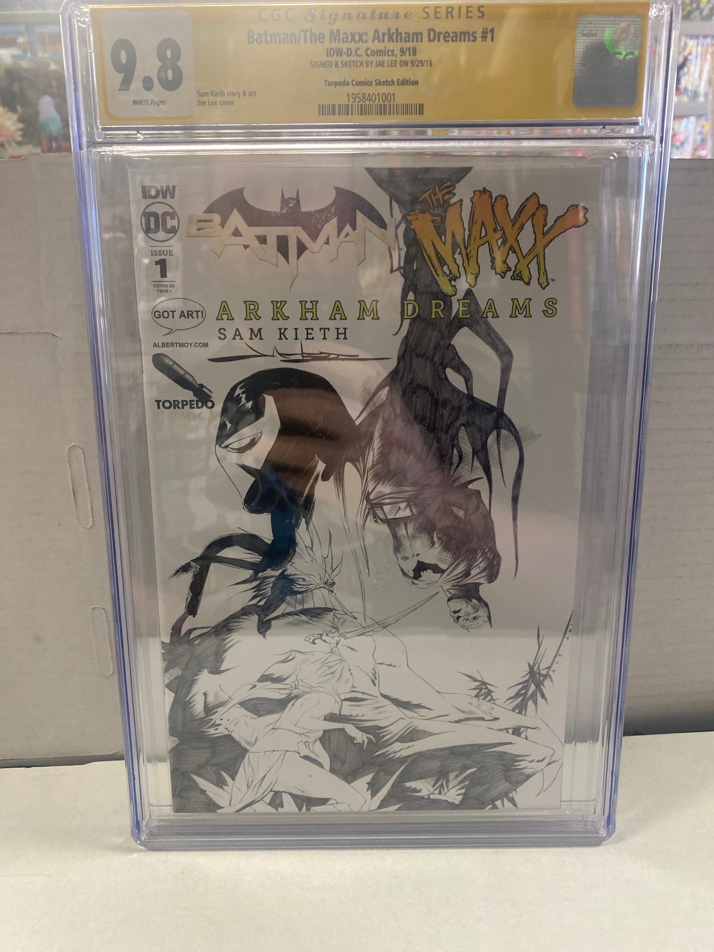 IDW/DC COMICS THE MAXX ARKHAM DREAMS #1 (2018) TORPEDO COMICS SKETCH EDITION SIGNED AND SKETCHED BY JAE LEE SS CGC 9.8 WP