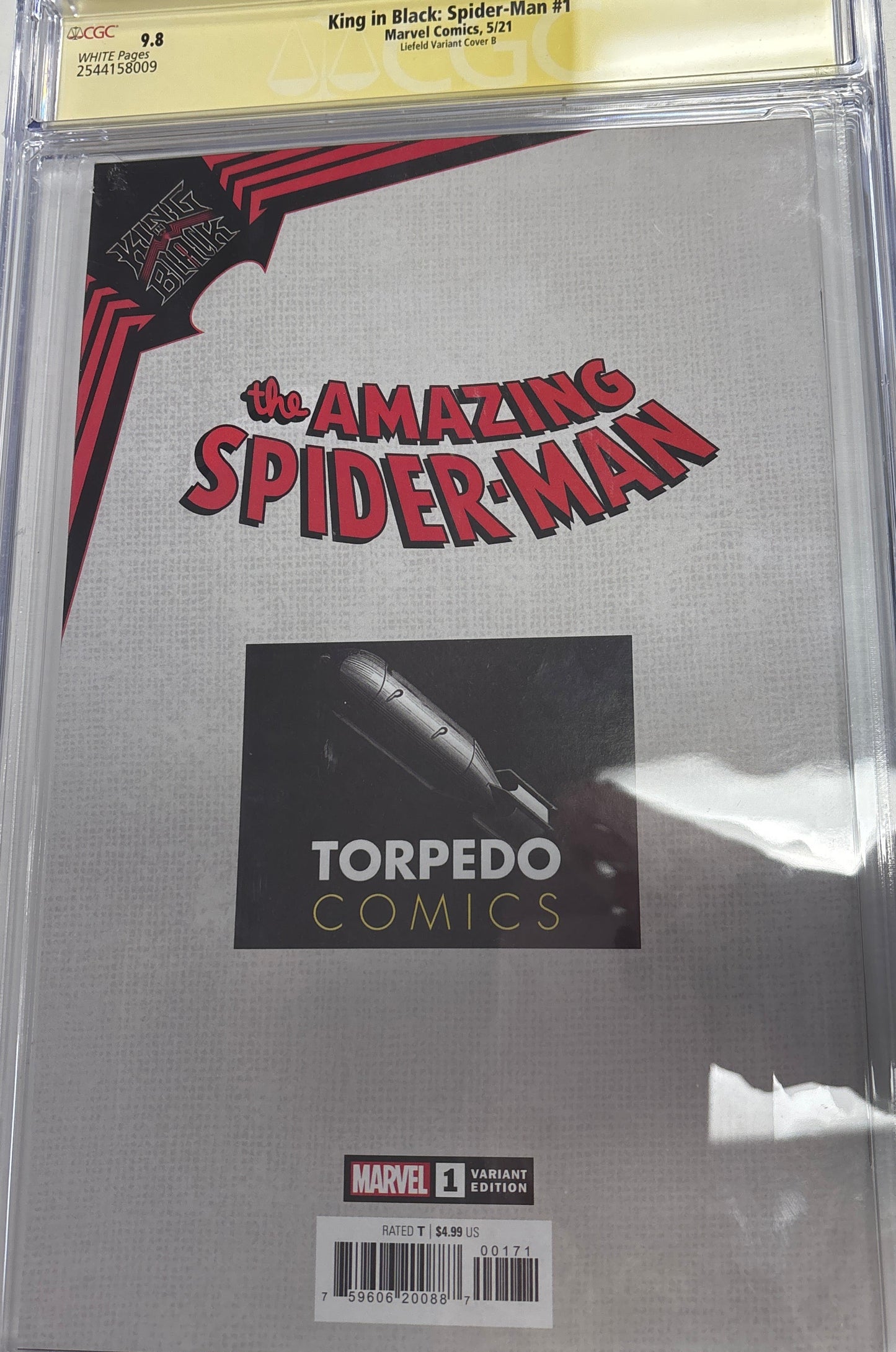 CGC SIGNATURE SERIES 9.8 MARVEL COMICS KING IN BLACK SPIDER-MAN #1 5/21 SIGNED BY ROB LIEFELD