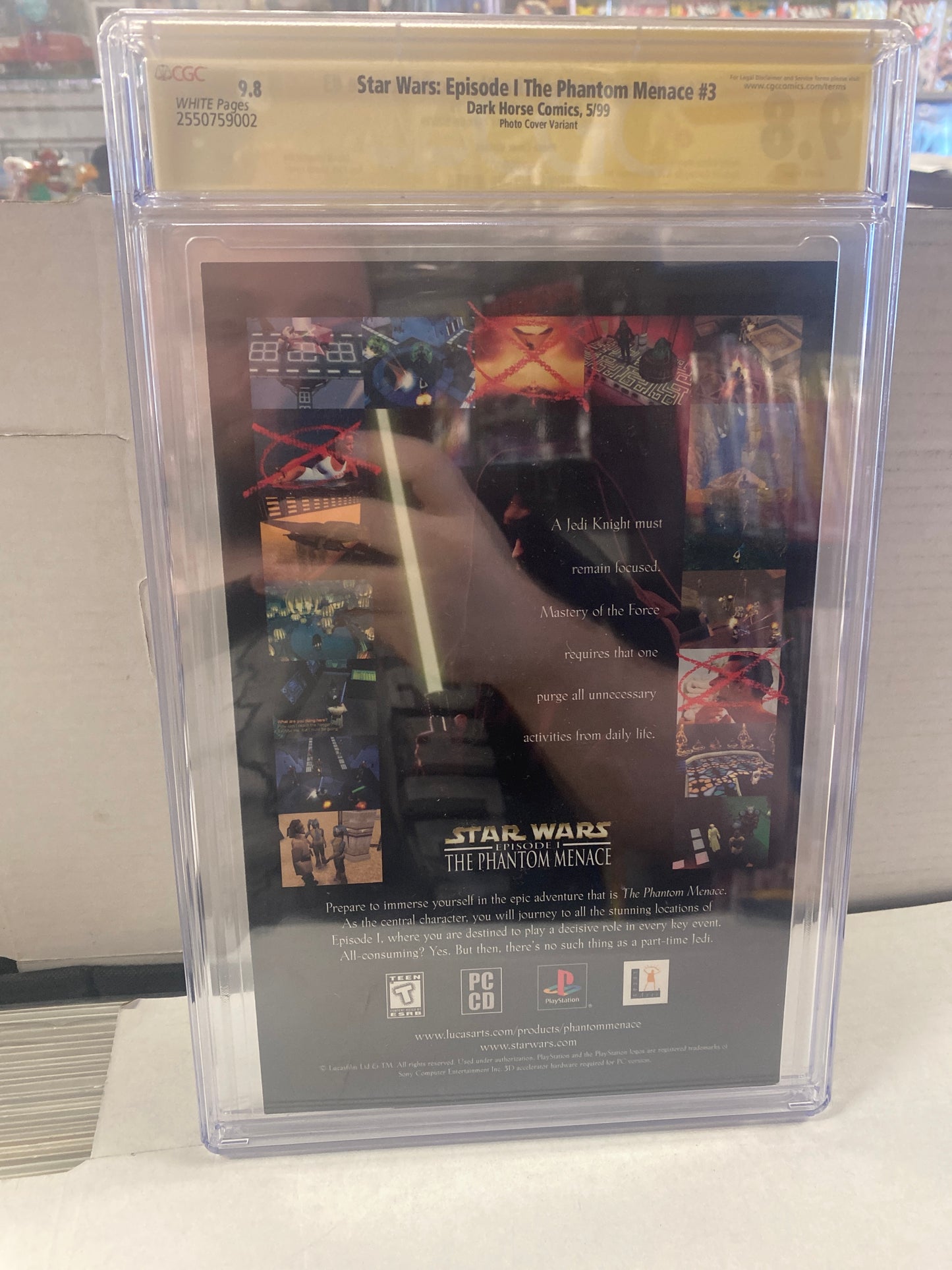 DARK HORSE COMICS STAR WARS EPISODE 1 THE PHANTOM MENACE #3(1999) PHOTO COVER VARIANT SIGNED AND SITH RULE BY RAY PARK CGC SS 9.8 WP