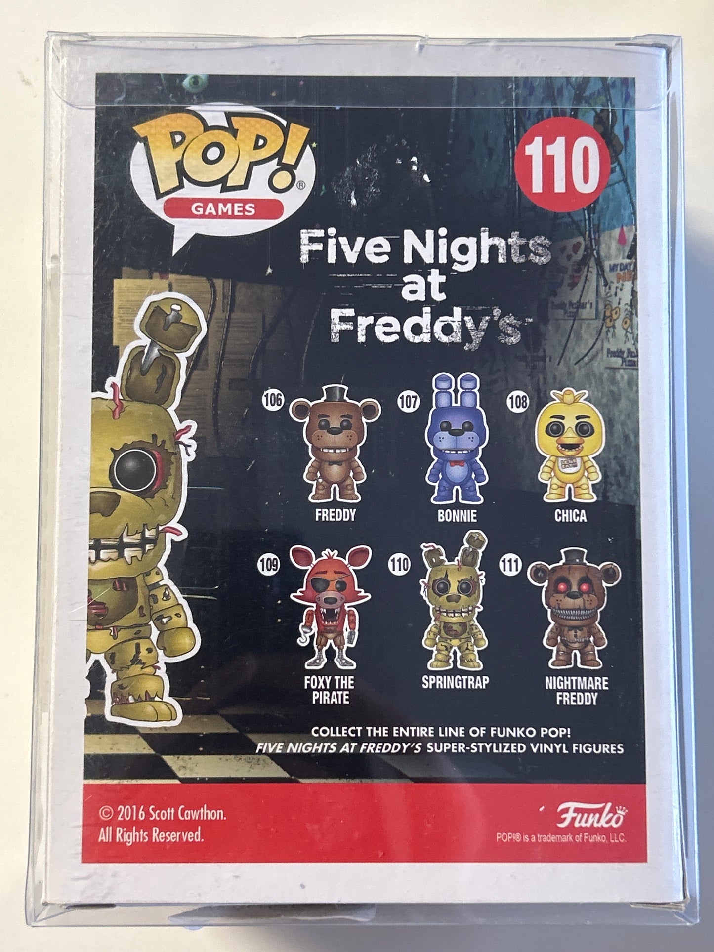 FUNKO POP GAMES FIVE NIGHTS AT FREDDYS # 110 STRINGTRAP GLOW IN THE DARK GAMESTOP EXCLUSIVE EXCELLENT CONDITION