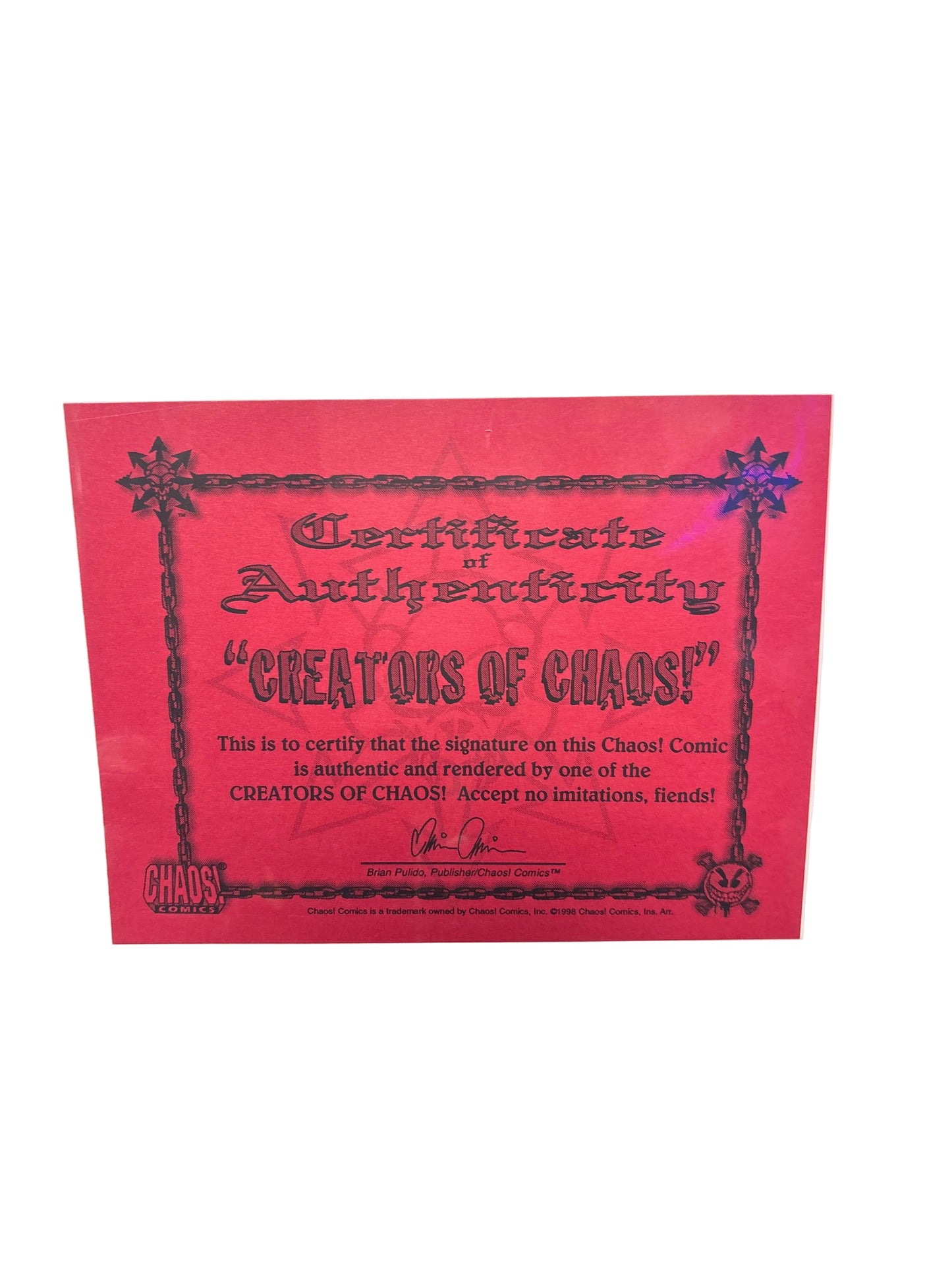 CHAOS QUARTERLY #1 TRIPLE SIGNED W COA