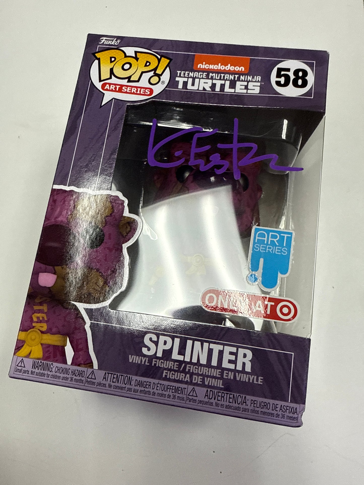 FUNKO POP NICKELODEON TEENAGE MUTANT NINJA TURTLES SPLINTER ART SERIES SIGNED AND REMARKED K EASTMAN WITH CERT