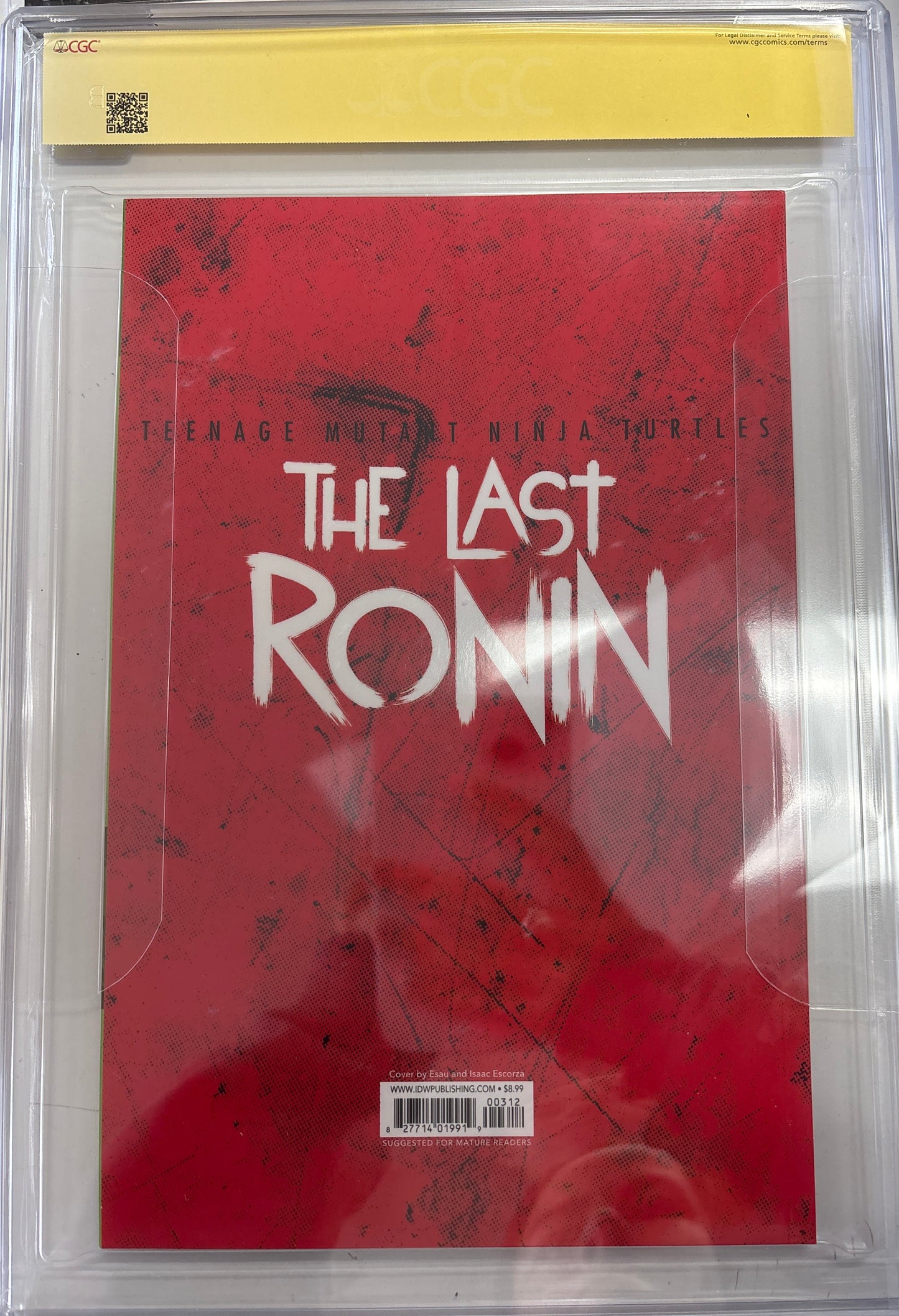 CGC SIGNATURE SERIES 9.4 IDW PUBLISHING TMNT THE LAST RONIN #3 7/21 SIGNED & SKETCH BY KEVIN EASTMAN