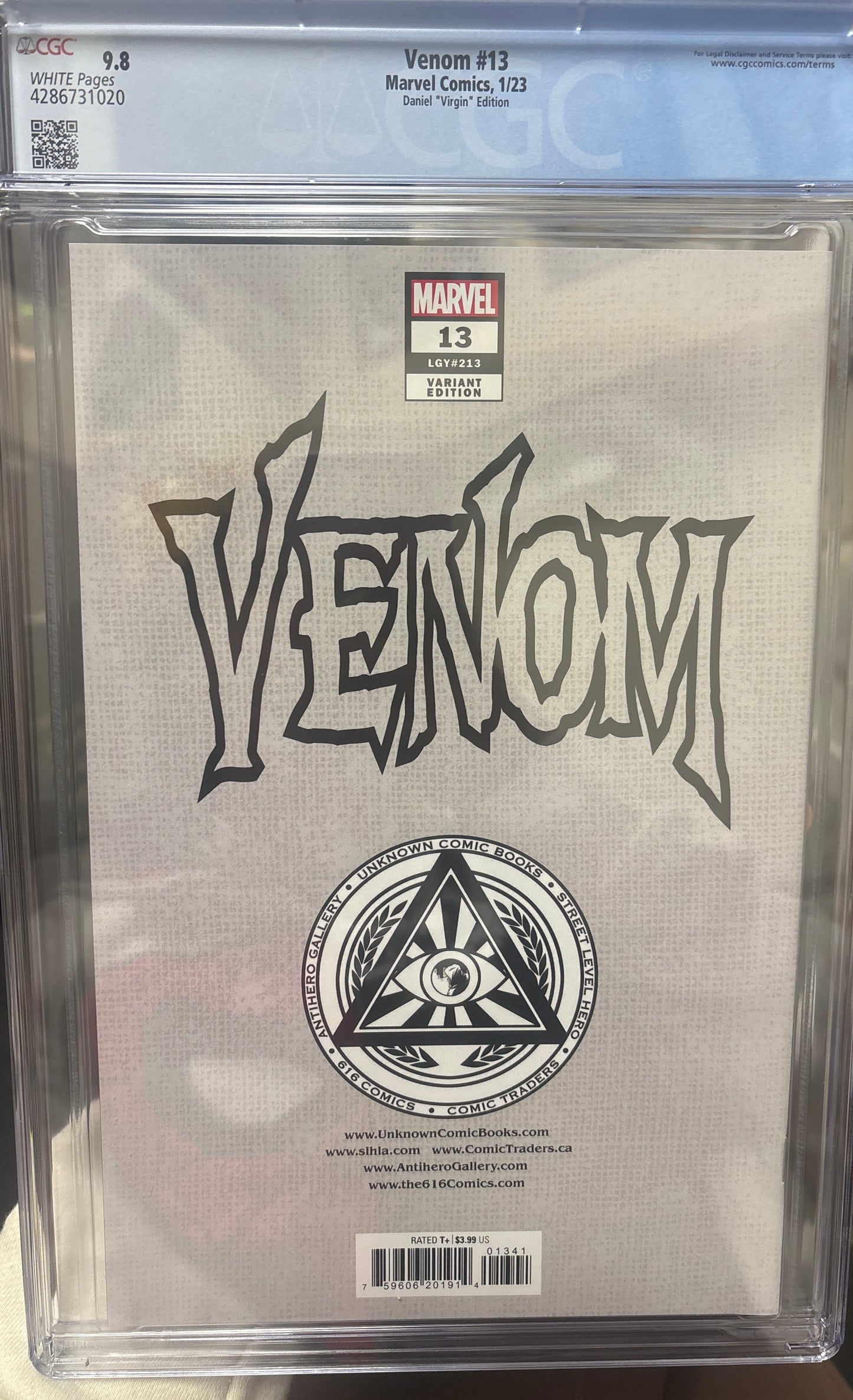 CGC 9.8 VENOM #13 WHITE PAGES