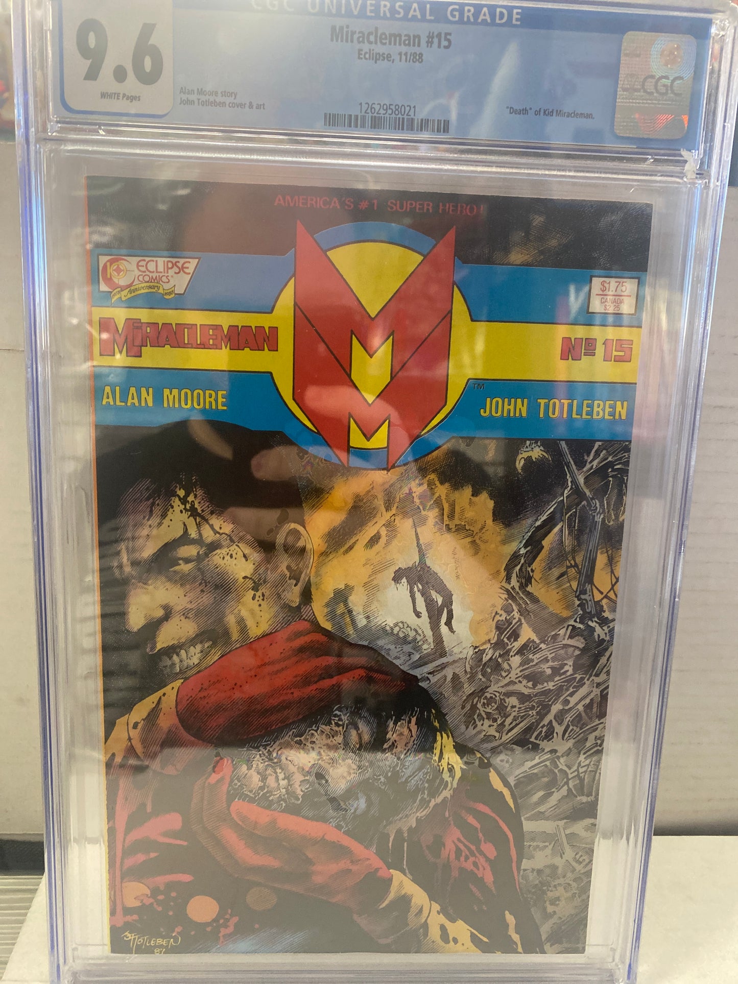 ECLIPSE MIRACLEMAN #15 (1988) DEATH OF KID MIRACLEMAN CGC 9.6 WP