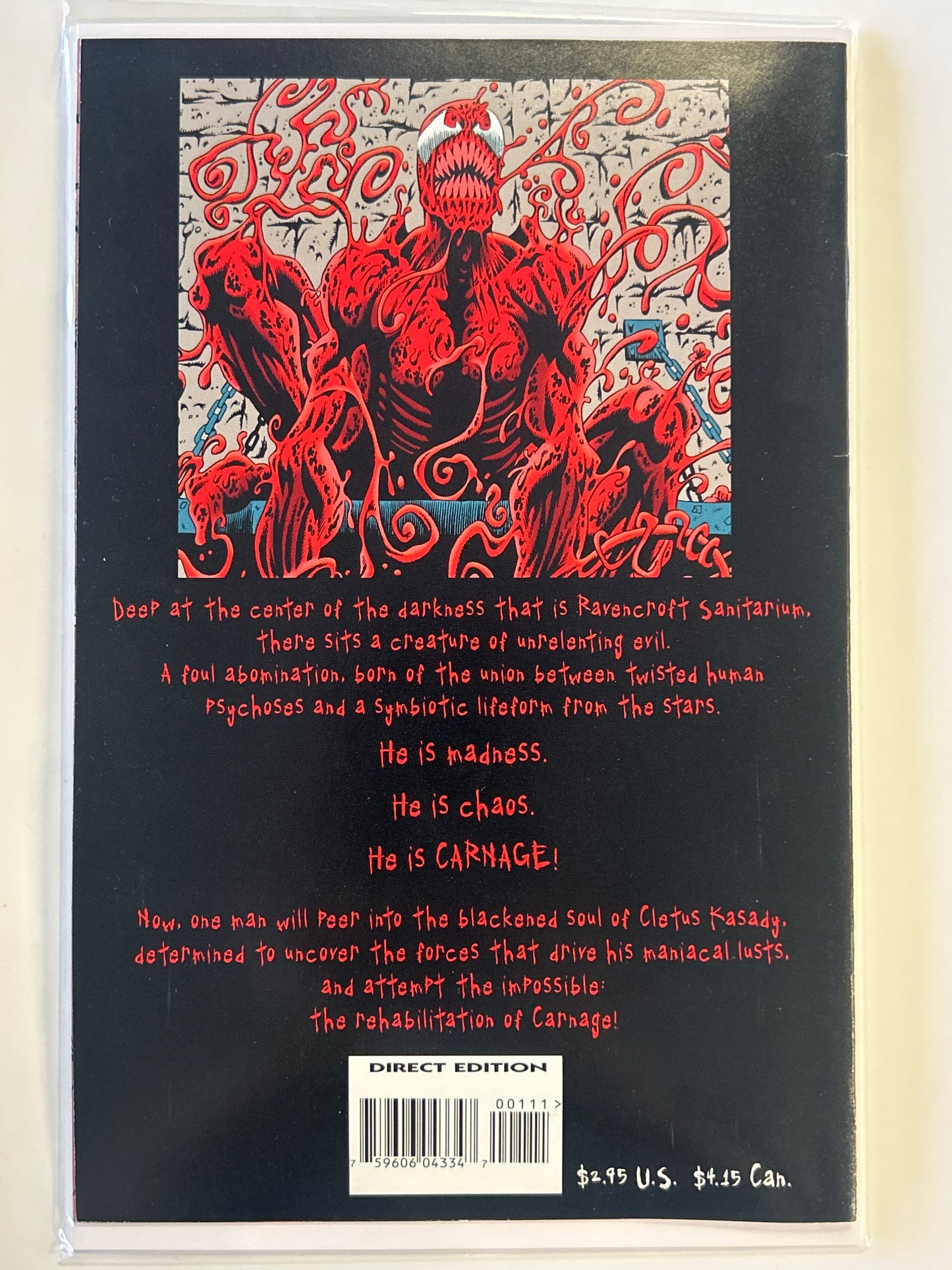 MARVEL COMICS CARNAGE MIND BOMB #1 (1996) FOIL SIGNED BY SAM DE LA ROSA VERY FINE/NEAR MINT CONDITION