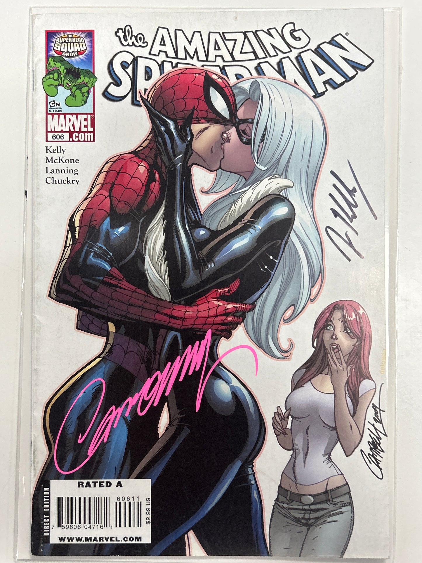 THE AMAZING SPIDER-MAN #606 SIGNED BY J. SCOTT CAMPBELL AND J. KELLY MODERATE PLAY CONDITION