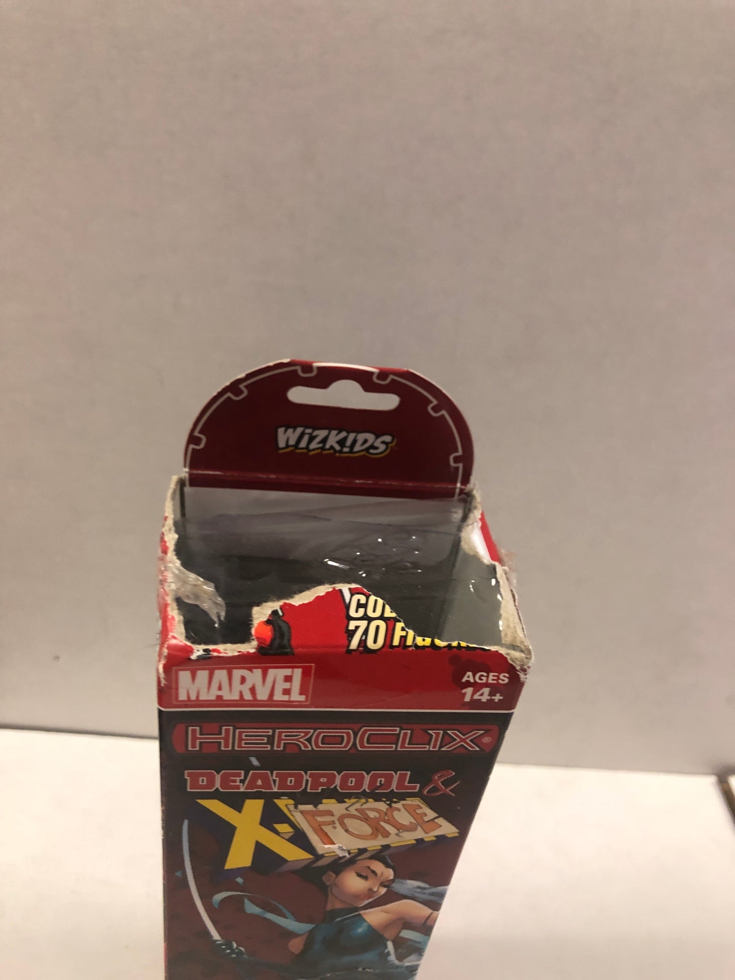 MARVEL HEROCLIX 5 PACK DEADPOOL AND X-FORCE TERRIBLE CONDITION TORN AND TAPED BOX TOP OF BOX MISSING