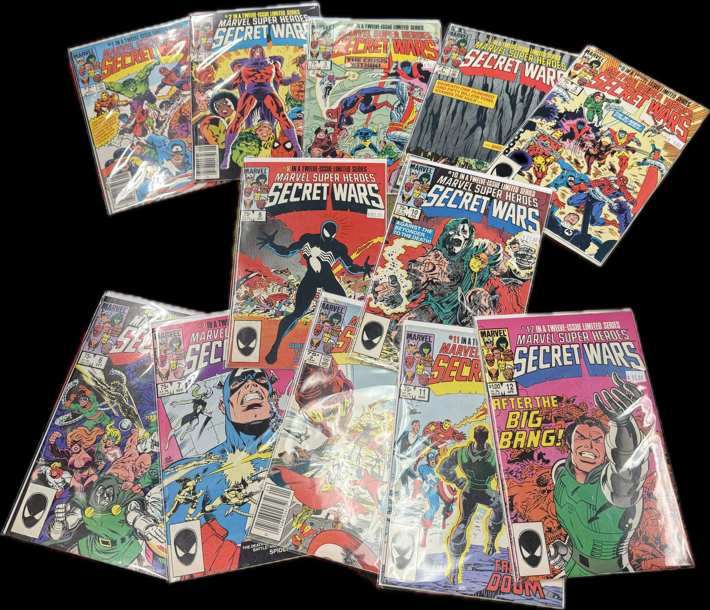 MARVEL COMICS SECRET WARS #1-12 Lot MULTIPLE KEYS 1st black suit INCLUDED! Rare! Grail!